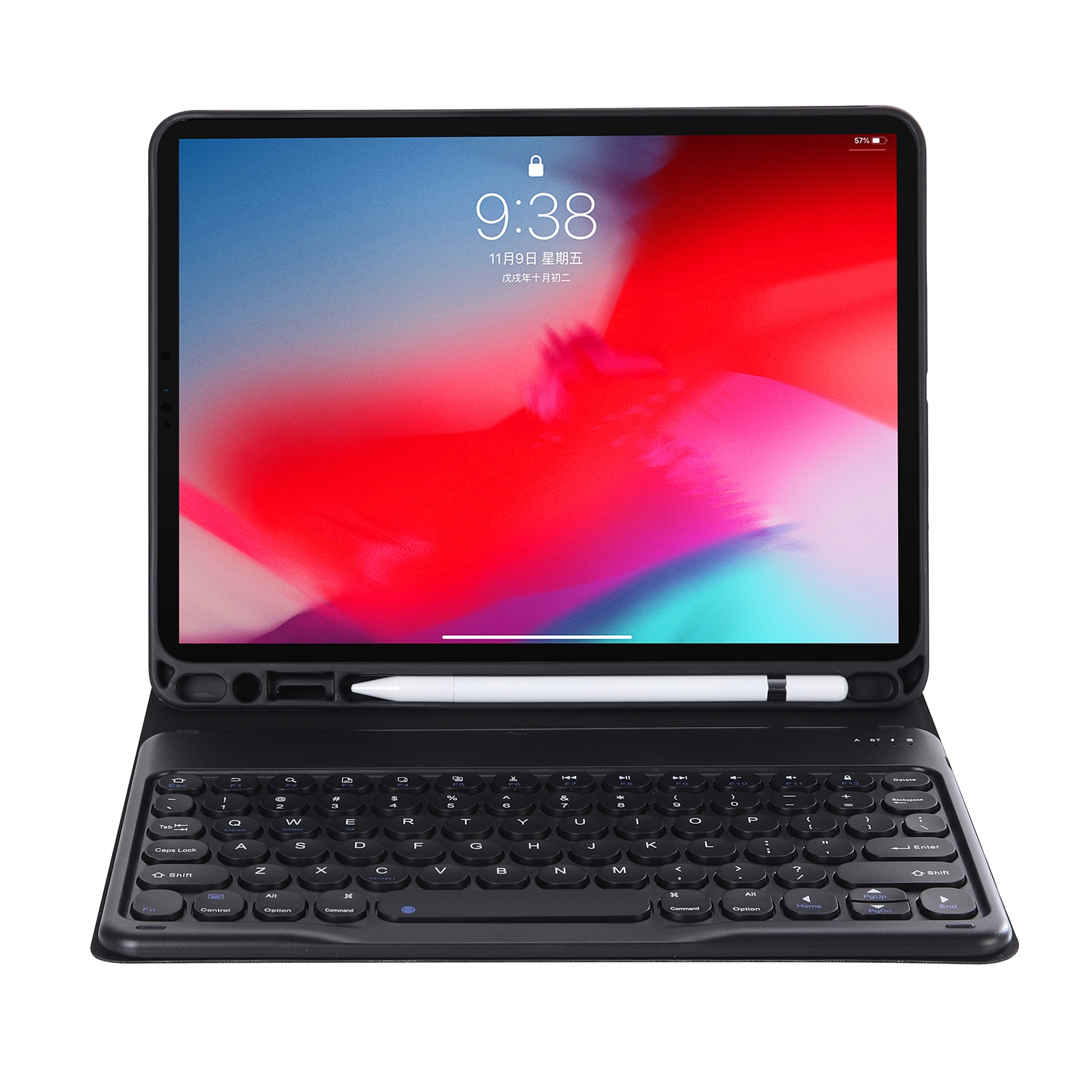 YT098B Detachable Candy Color Skin Feel Texture Round Keycap Bluetooth Keyboard Leather Case For iPad Air 4 10.9 2020 / Air 5 10.9 2022 (Black)_voghion.com
