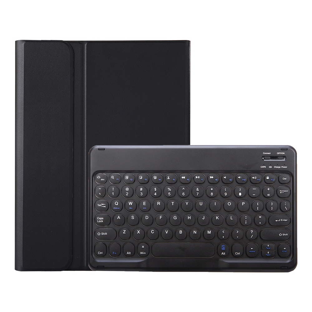 YA610B Detachable Lambskin Texture Round Keycap Bluetooth Keyboard Leather Tablet Case with Pen Slot & Stand For Samsung Galaxy Tab S6 Lite 10.4 P610 & P615 (2020)(Black)_voghion.com