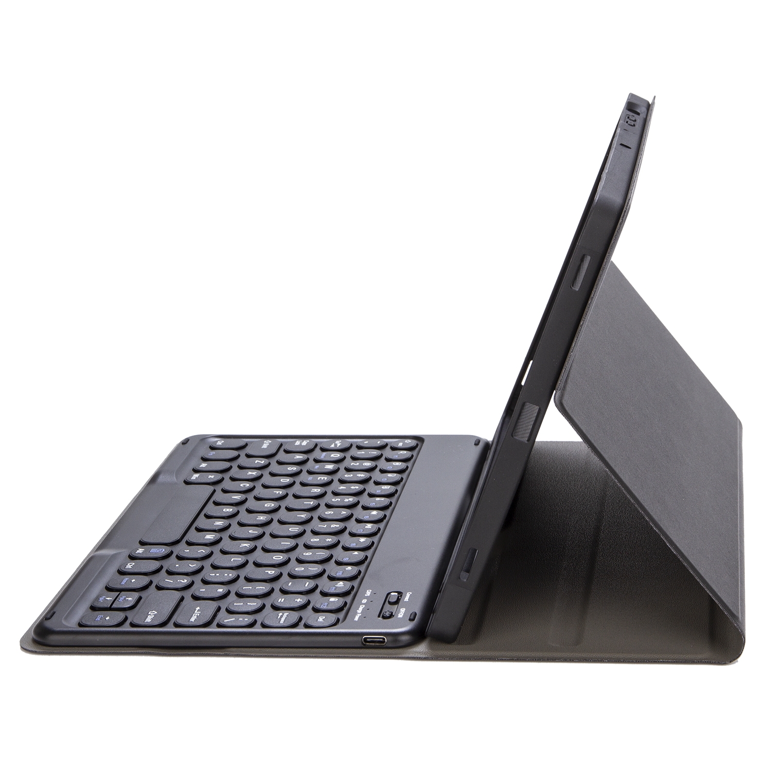YA610B Detachable Lambskin Texture Round Keycap Bluetooth Keyboard Leather Tablet Case with Pen Slot & Stand For Samsung Galaxy Tab S6 Lite 10.4 P610 & P615 (2020)(Black)_voghion.com