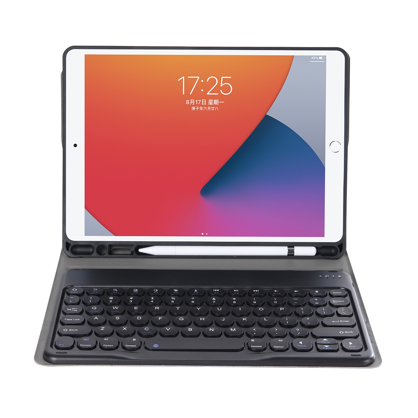 YA610B Detachable Lambskin Texture Round Keycap Bluetooth Keyboard Leather Tablet Case with Pen Slot & Stand For Samsung Galaxy Tab S6 Lite 10.4 P610 & P615 (2020)(Black)_voghion.com