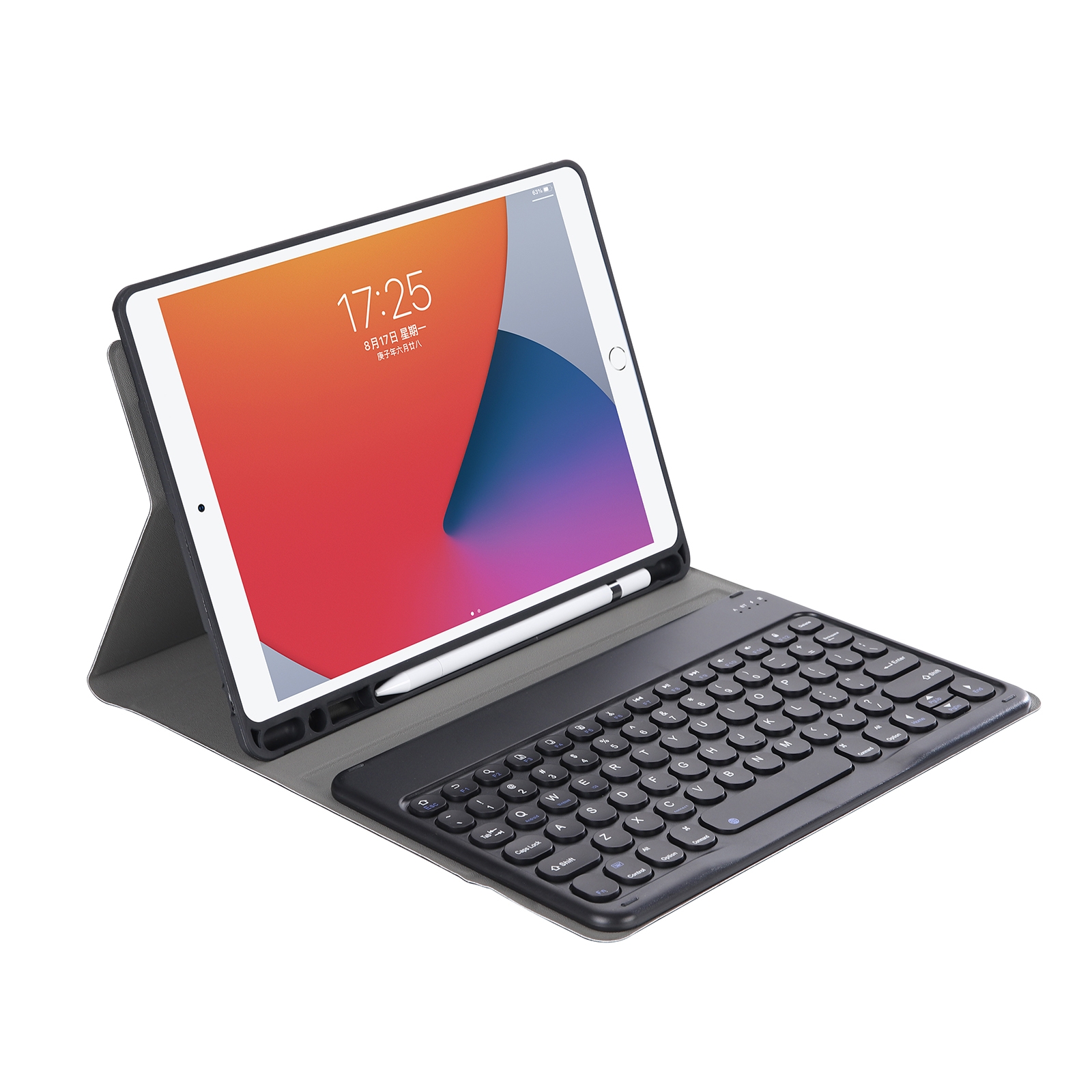 YA870B Detachable Lambskin Texture Round Keycap Bluetooth Keyboard Leather Tablet Case with Pen Slot & Stand For Samsung Galaxy Tab S7 T870 / T875 11 inch 2020(Black)_voghion.com