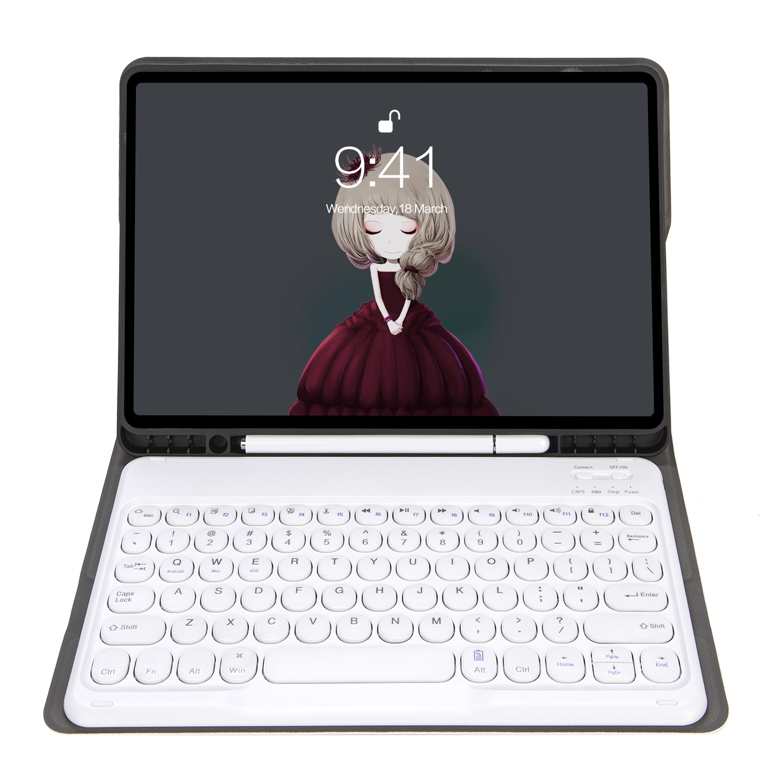 YA11B 2021 Detachable Lambskin Texture Round Keycap Bluetooth Keyboard Leather Tablet Case with Pen Slot & Stand For iPad Pro 11 (2021)(Gold)_voghion.com