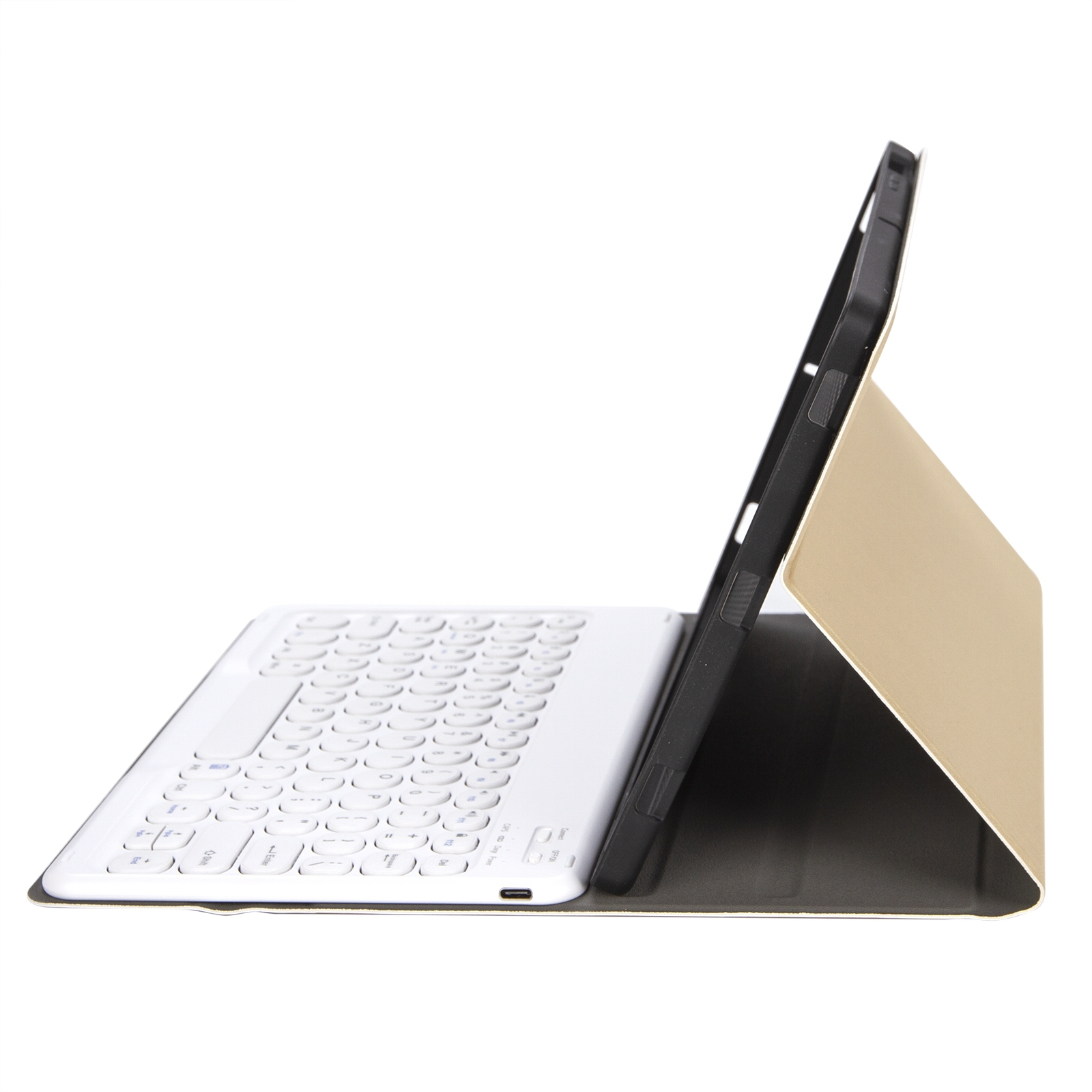YA11B 2021 Detachable Lambskin Texture Round Keycap Bluetooth Keyboard Leather Tablet Case with Pen Slot & Stand For iPad Pro 11 (2021)(Gold)_voghion.com