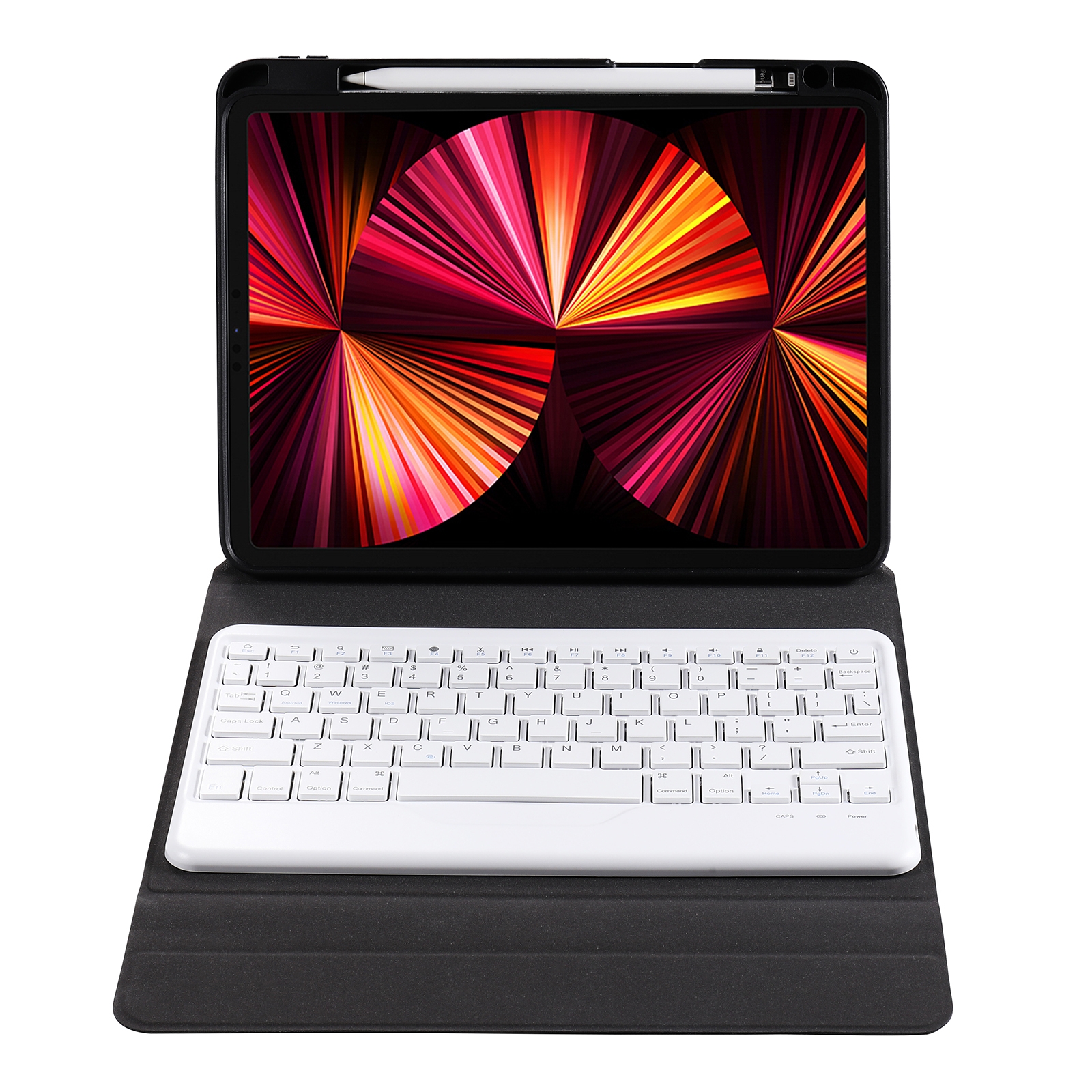 B07 Teilbare Bluetooth-Tastatur-Tablet-Lederhülle mit Dreieckshalter und Stiftschlitz für iPad 9.7 2018 und 2017/Pro 9.7/Air 2 (Farbverlauf Dunkelgrün)_voghion.com
