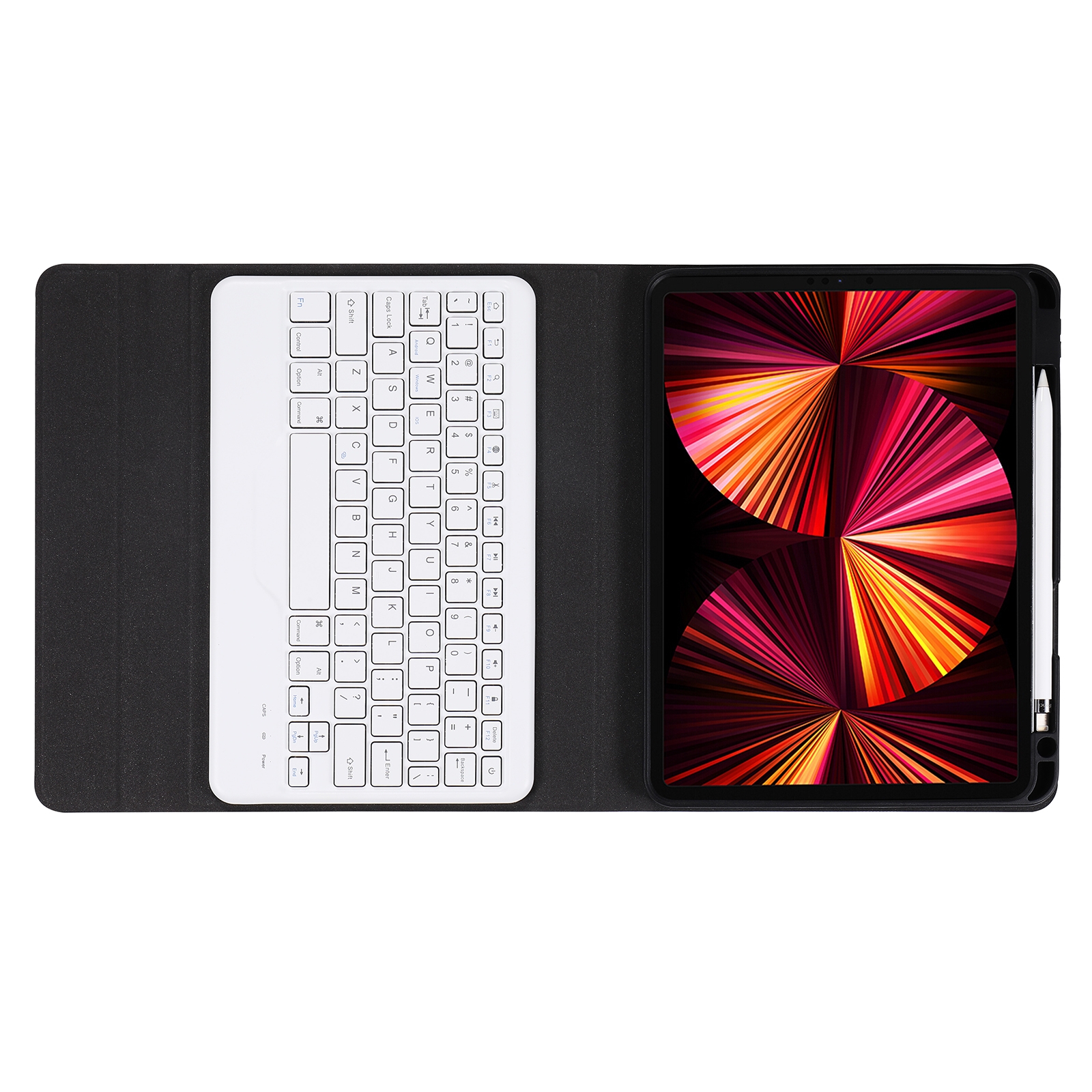 B07 Teilbare Bluetooth-Tastatur-Tablet-Lederhülle mit Dreieckshalter und Stiftschlitz für iPad 9.7 2018 und 2017/Pro 9.7/Air 2 (Farbverlauf Dunkelgrün)_voghion.com
