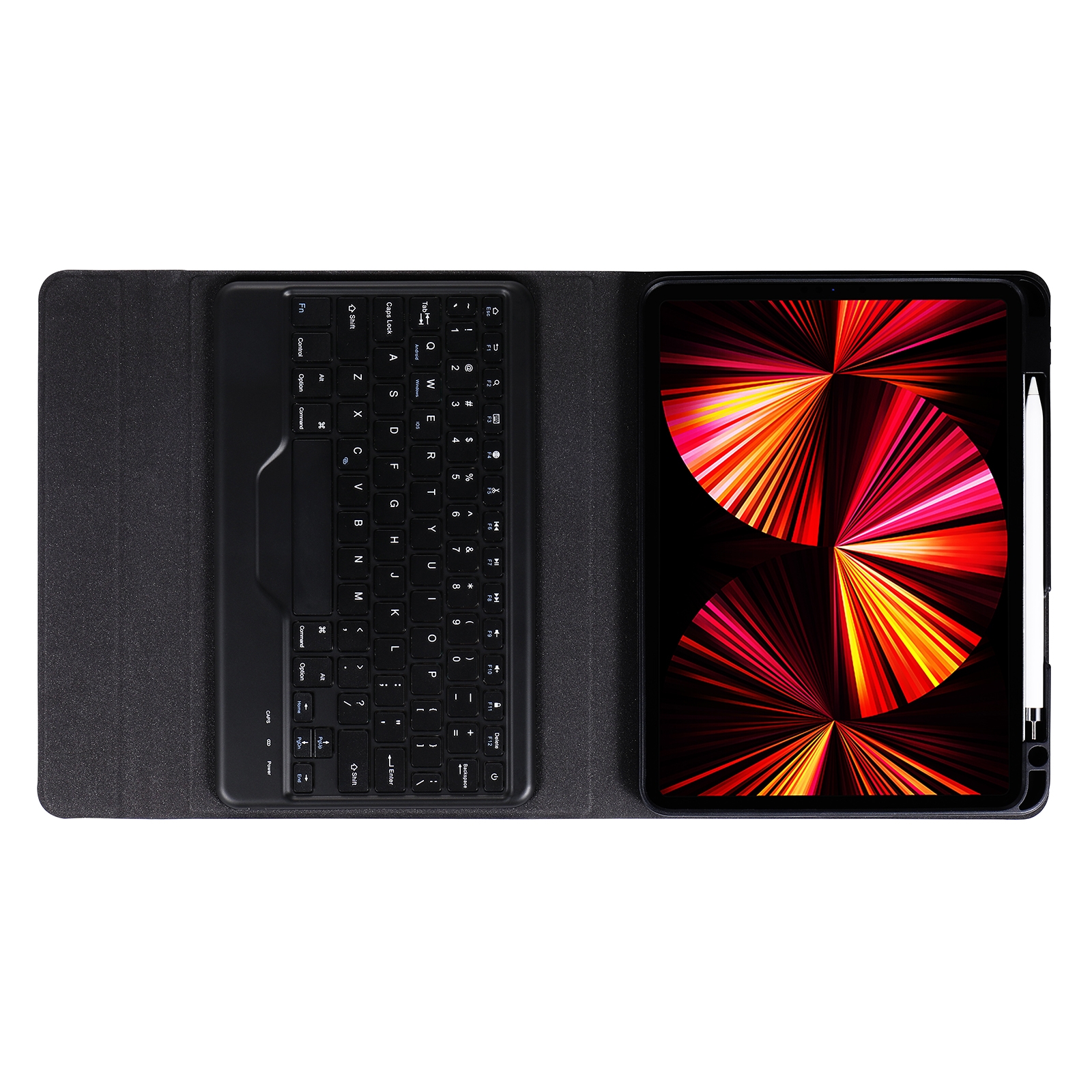 B09 Splittable Bluetooth Keyboard Leather Tablet Case with Triangle Holder & Pen Slot For iPad 10.2 2020 & 2019 / Pro 10.5 inch / Air 3 10.5 inch(Black Diamond Pattern)_voghion.com