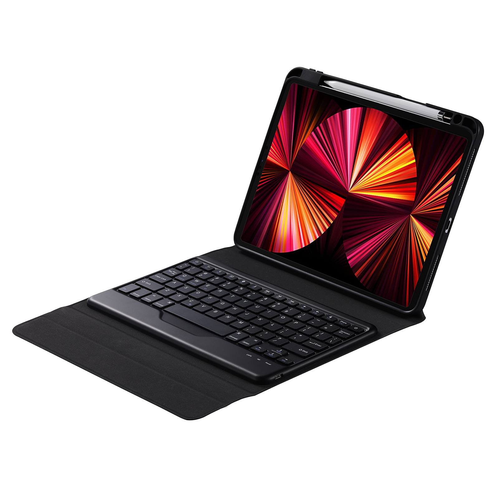 B09 Splittable Bluetooth Keyboard Leather Tablet Case with Triangle Holder & Pen Slot For iPad 10.2 2020 & 2019 / Pro 10.5 inch / Air 3 10.5 inch(Black Diamond Pattern)_voghion.com
