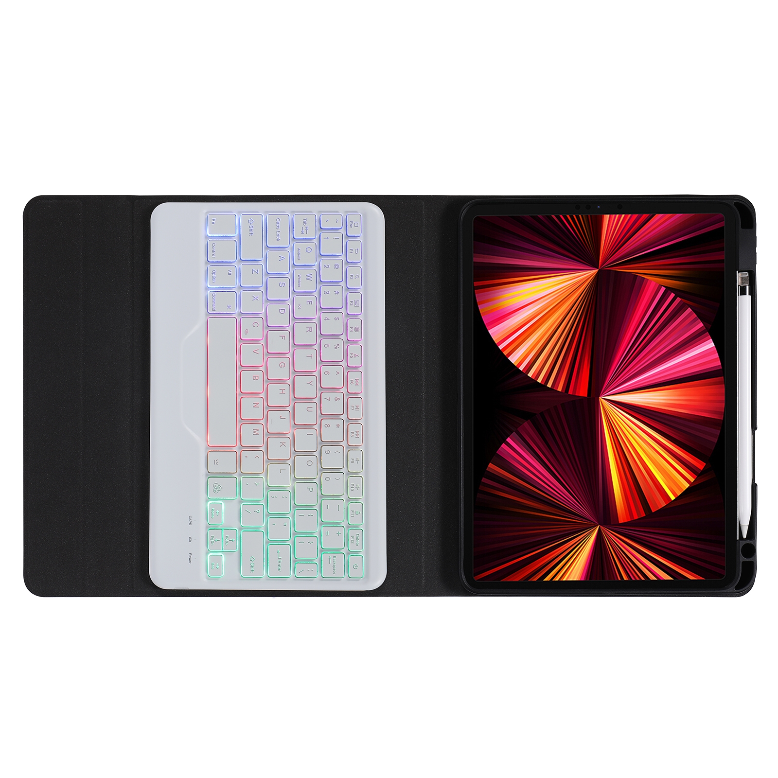 B09S Splittable Backlight Bluetooth Keyboard Leather Tablet Case with Triangle Holder & Pen Slot For iPad 10.2 2020 & 2019 / Pro 10.5 inch / Air 3 10.5 inch(Gradient Blue Pink)_voghion.com