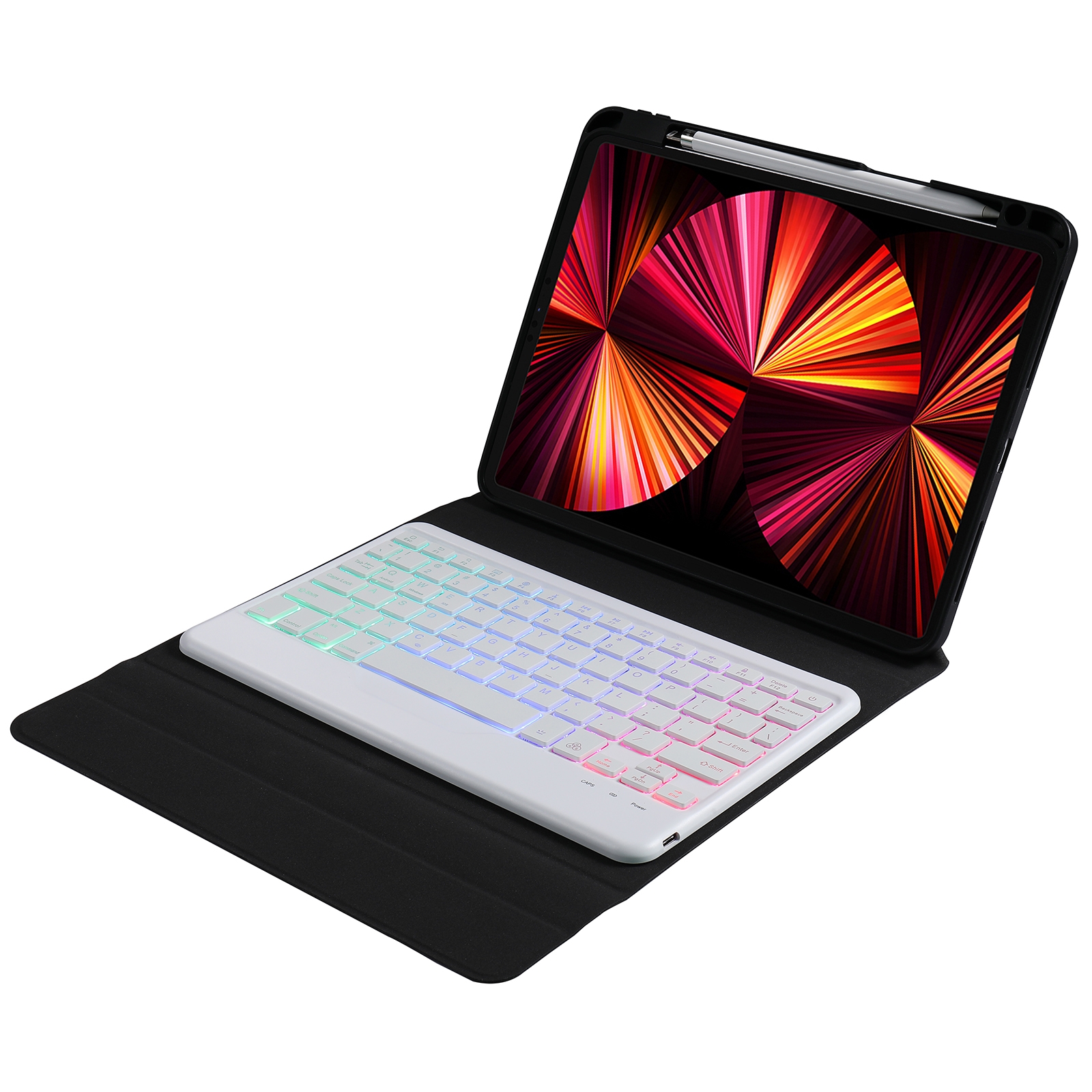 B09S Splittable Backlight Bluetooth Keyboard Leather Tablet Case with Triangle Holder & Pen Slot For iPad 10.2 2020 & 2019 / Pro 10.5 inch / Air 3 10.5 inch(Gradient Blue Pink)_voghion.com