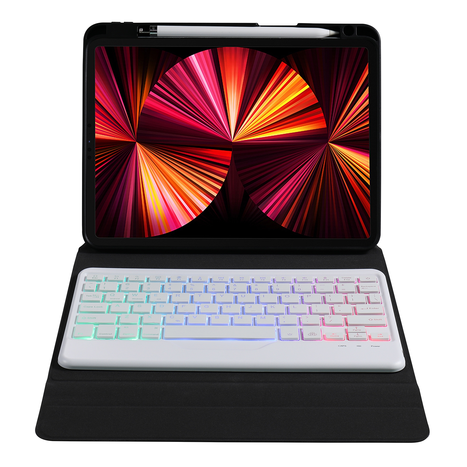 B09S Splittable Backlight Bluetooth Keyboard Leather Tablet Case with Triangle Holder & Pen Slot For iPad 10.2 2020 & 2019 / Pro 10.5 inch / Air 3 10.5 inch(Gradient Blue Pink)_voghion.com