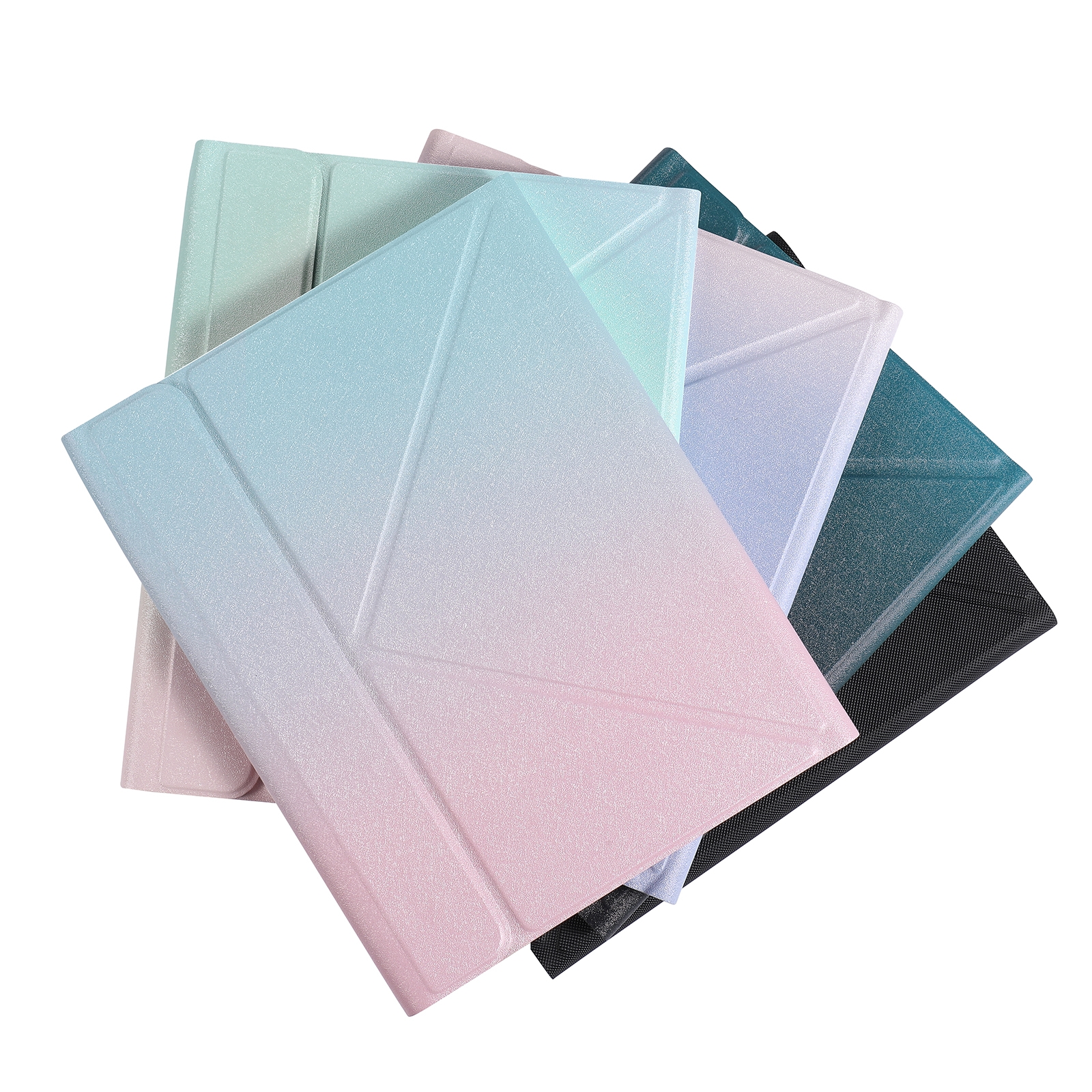 B011S Splittable Backlight Bluetooth Keyboard Leather Tablet Case with Triangle Holder & Pen Slot For iPad Pro 11 inch 2021 & 2020 & 2018 / Air 4 10.9 inch(Gradient Blue Pink)_voghion.com