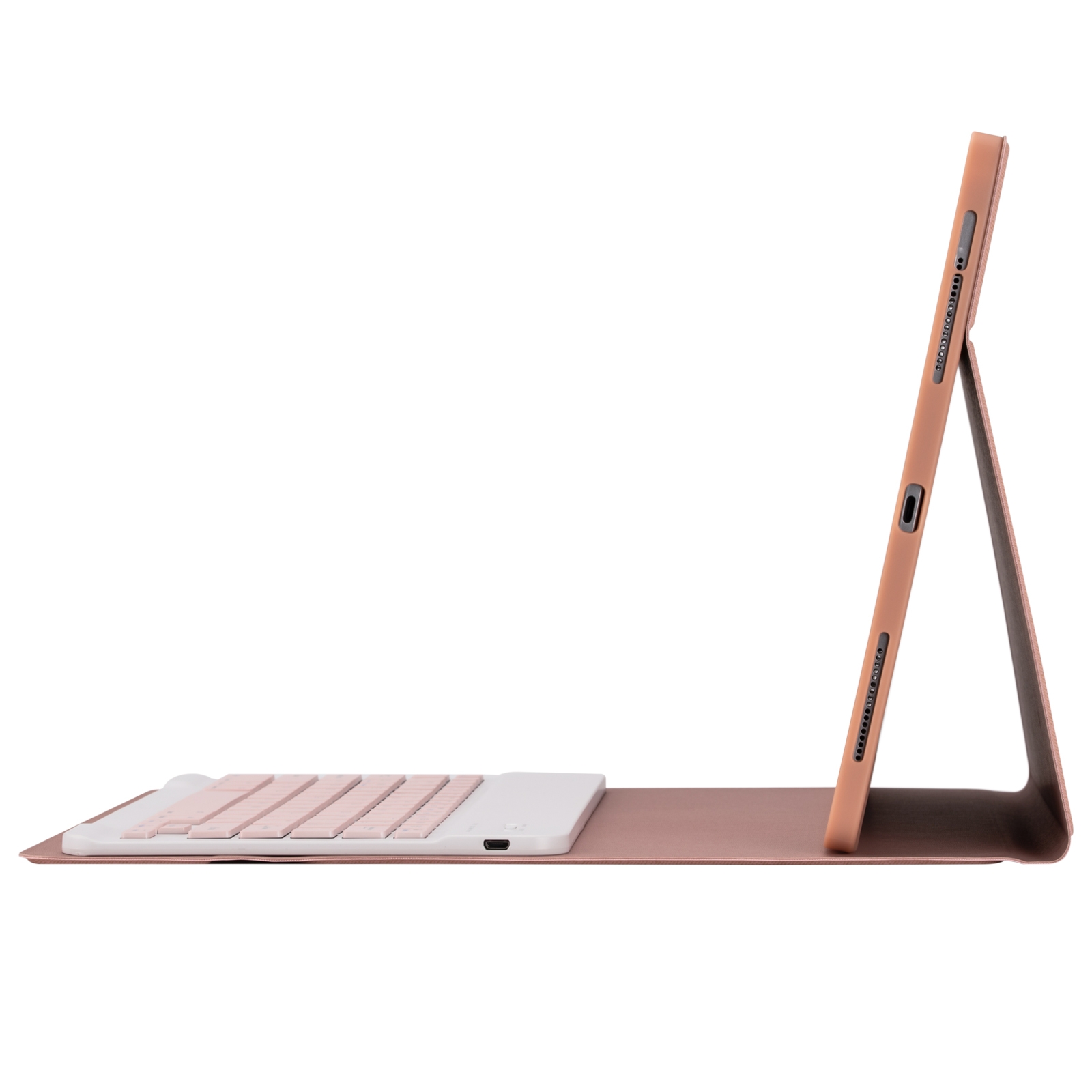 HK132 Ayrılabilir Plastik Bluetooth Klavye Tablet Kılıfı Tutucu ve Kalem Yuvası ile iPad Pro 12.9 inç 2021/2020/2018(Pembe)_voghion.com