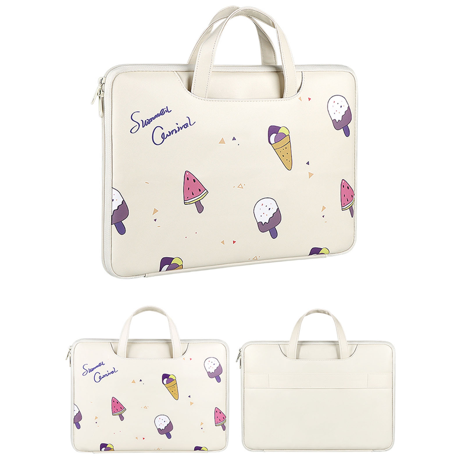 Lightweight PU Printed Laptop Bag, Size:14.1-15.4 inch(Ice Cream)_voghion.com