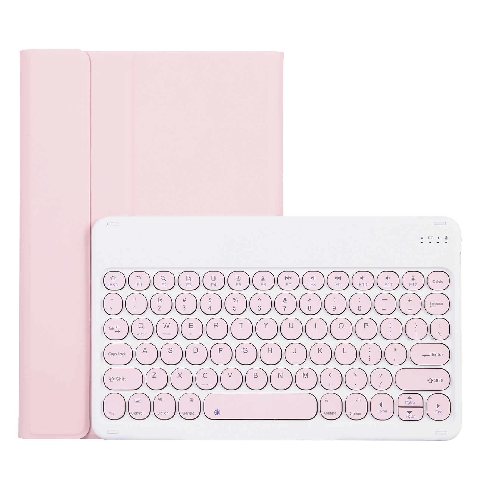 For Lenovo Pad Plus 11 inch TB-J607F / Tab P11 11 inch TB-J606F / Pad 11 inch YAM12 Lambskin Texture Detachable Round Keycap Bluetooth Keyboard Leather Tablet Case with Holder(Pink)_voghion.com