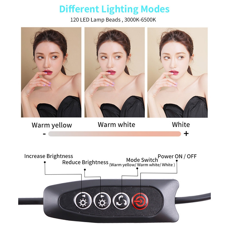 JSK-B1 Lampă de umplere LED portabilă USB pentru desktop, cu luminozitate reglabilă pe zece niveluri, temperatură de culoare: 3000-6500K_voghion.com