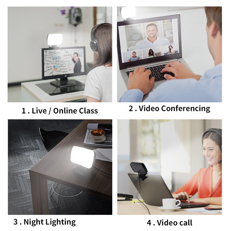 JSK-B1 Lampă de umplere LED portabilă USB pentru desktop, cu luminozitate reglabilă pe zece niveluri, temperatură de culoare: 3000-6500K_voghion.com