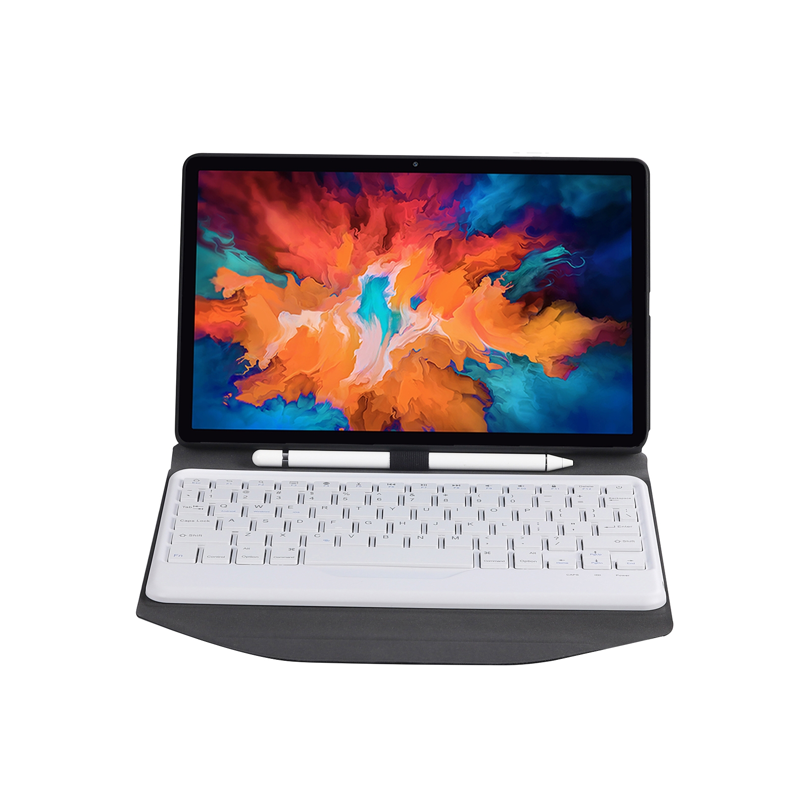 Custodia tablet in pelle staccabile con tastiera Bluetooth BM13 con texture diamante, slot per penna e supporto posteriore triangolare per Lenovo Pad Pro 11,5 pollici 2021 TB-J716F / Tab P11 Pro 11,5 pollici TB-J706F (Nero Bianco)_voghion.com