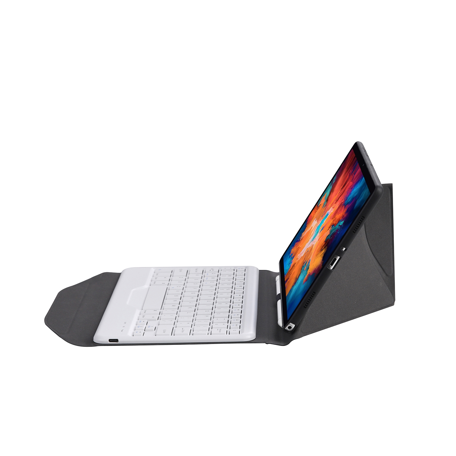 Custodia tablet in pelle staccabile con tastiera Bluetooth BM13 con texture diamante, slot per penna e supporto posteriore triangolare per Lenovo Pad Pro 11,5 pollici 2021 TB-J716F / Tab P11 Pro 11,5 pollici TB-J706F (Nero Bianco)_voghion.com