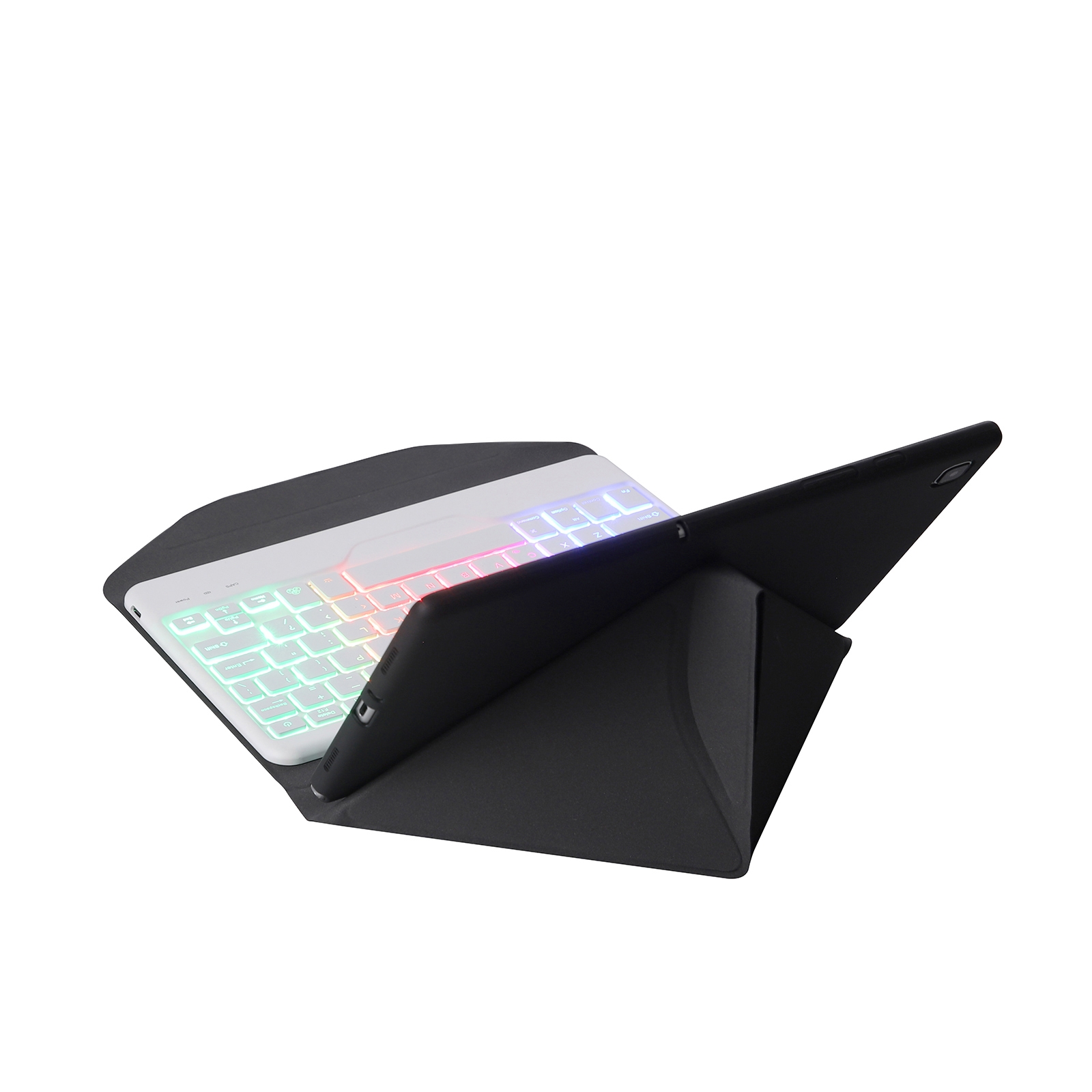 BM10S Backlight Edition Diamond Texture Detachable Bluetooth Keyboard Leather Tablet Case with Pen Slot & Triangular Back Support For Lenovo Smart Tab M10 HPD Plus TB-X606F 10.3 inch(Black White)_voghion.com