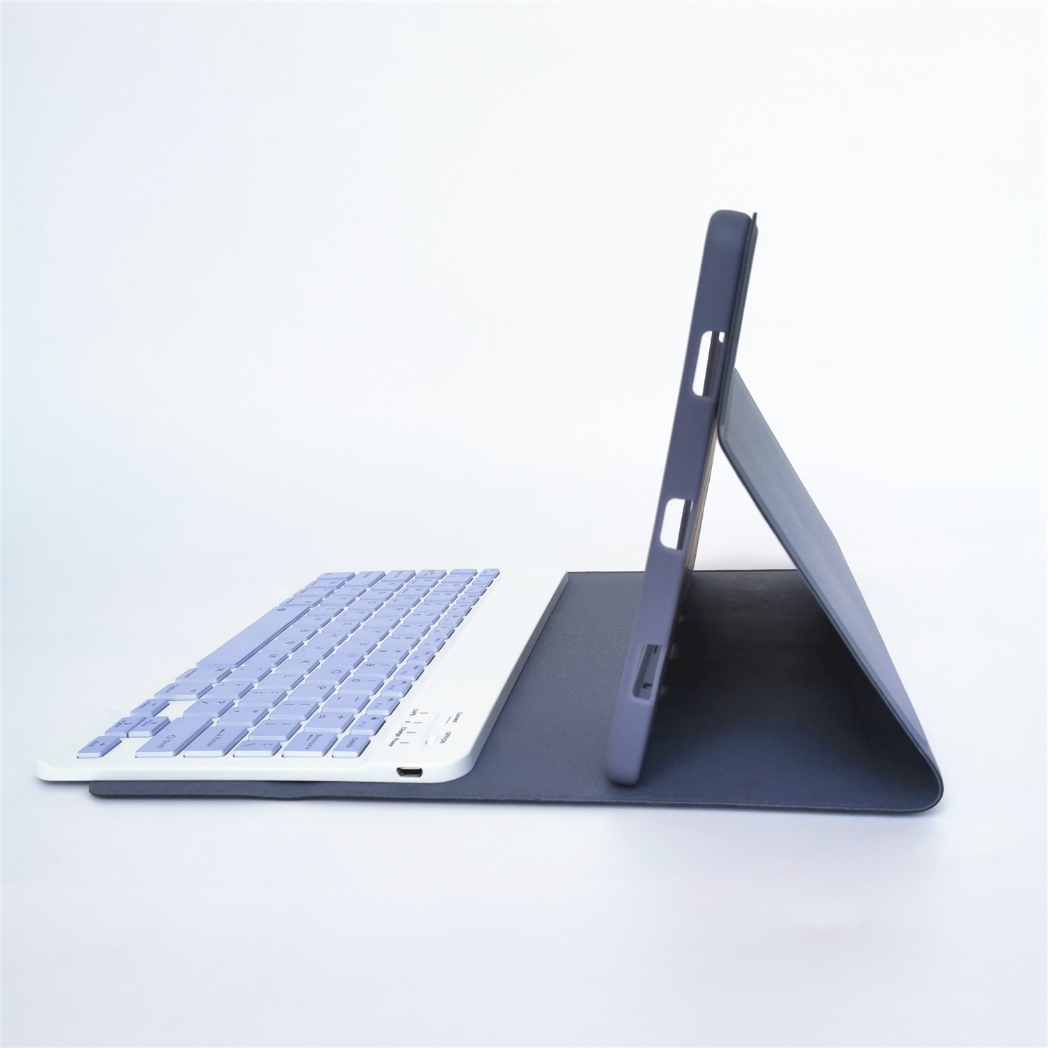 For Lenovo Pad Tab P11 11 inch TB-J606F LX110 Solid Color Detachable Square Keycap Bluetooth Keyboard Leather Tablet Case with Stand(Purple)_voghion.com