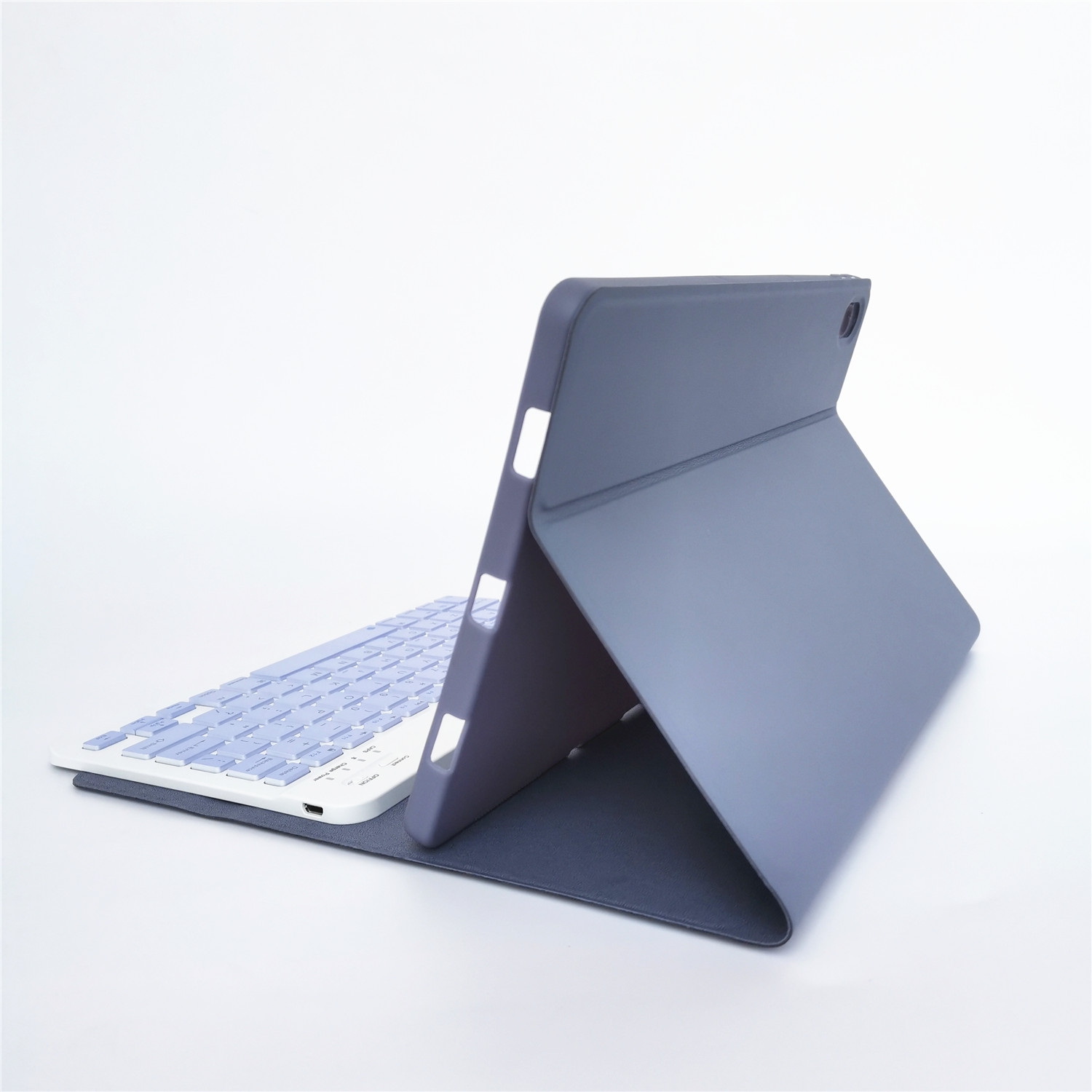 For Lenovo Pad Tab P11 11 inch TB-J606F LX110 Solid Color Detachable Square Keycap Bluetooth Keyboard Leather Tablet Case with Stand(Purple)_voghion.com