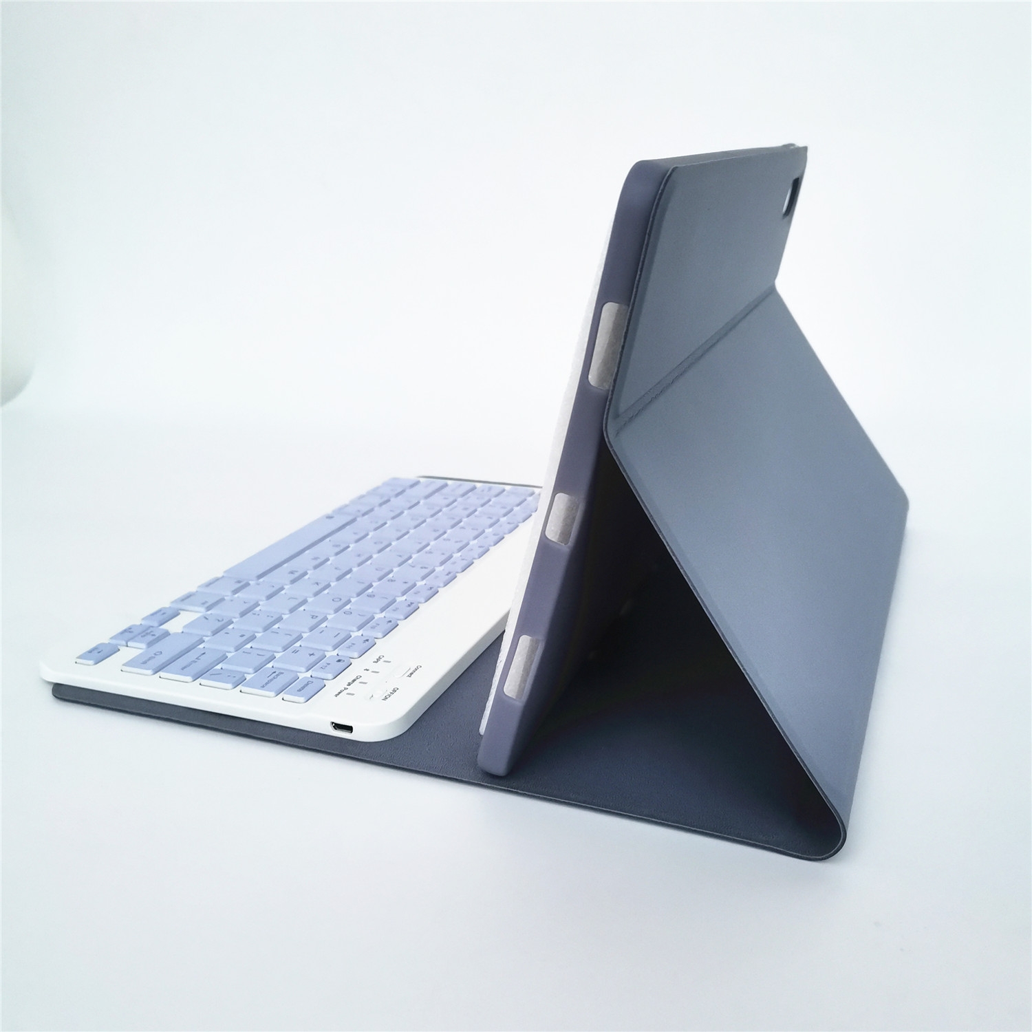 For Lenovo Pad Tab P11 Pro 11.5 inch TB-J706F LX115 Solid Color Detachable Square Keycap Bluetooth Keyboard Leather Tablet Case with Stand(Purple)_voghion.com
