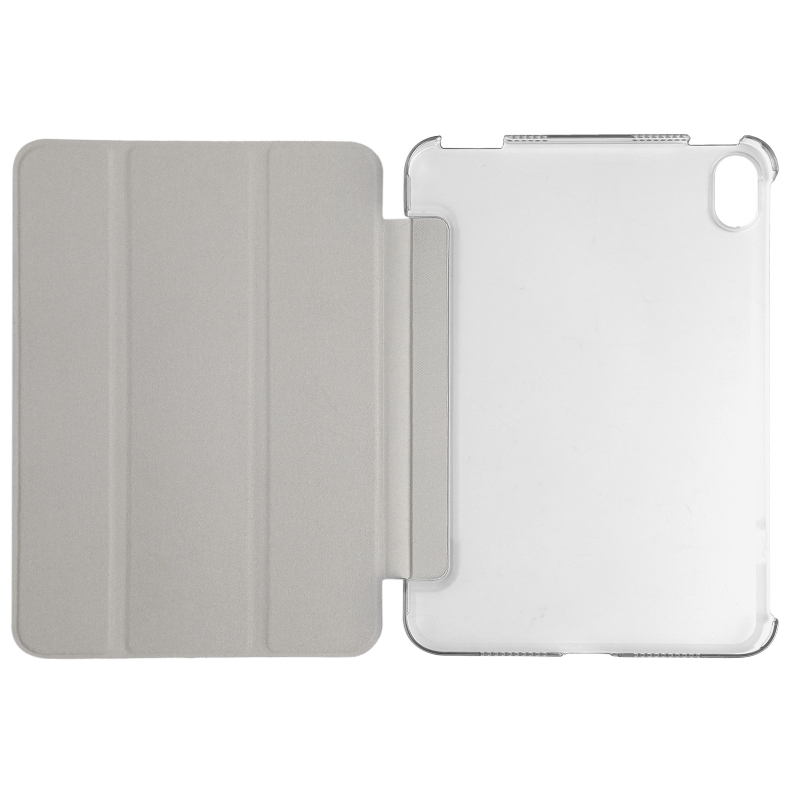 Funda de cuero con tapa horizontal y tres pliegues con textura de seda para iPad mini 6 con soporte (blanco)_voghion.com