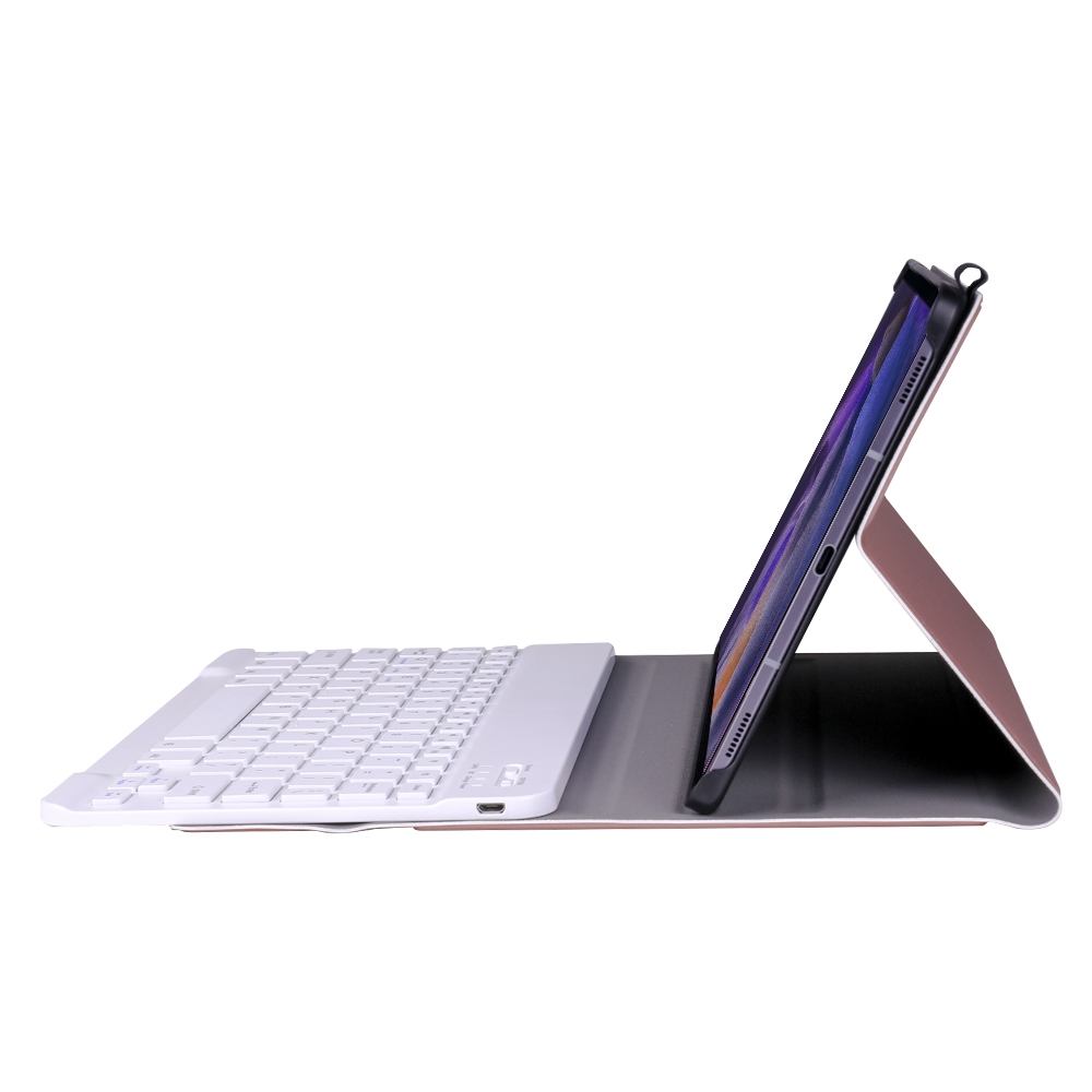 A08 Ultra-thin Bluetooth Keyboard Leather Case For Samsung Galaxy Tab A8 2021 SM-X205 / SM-X200(Rose Gold)_voghion.com