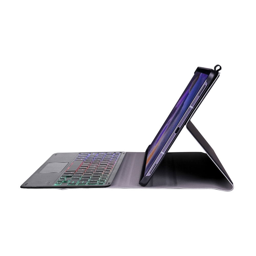 A08-AS Ultra-thin Backlight Bluetooth Keyboard Leather Case with Touchpad For Samsung Galaxy Tab A8 2021 SM-X205 / SM-X200(Black)_voghion.com