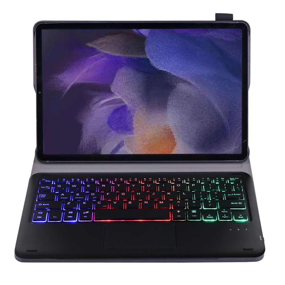 A08-AS Ultra-thin Backlight Bluetooth Keyboard Leather Case with Touchpad For Samsung Galaxy Tab A8 2021 SM-X205 / SM-X200(Black)_voghion.com
