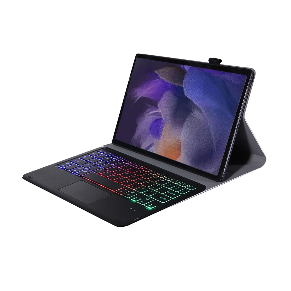 A08-AS Ultra-thin Backlight Bluetooth Keyboard Leather Case with Touchpad For Samsung Galaxy Tab A8 2021 SM-X205 / SM-X200(Black)_voghion.com