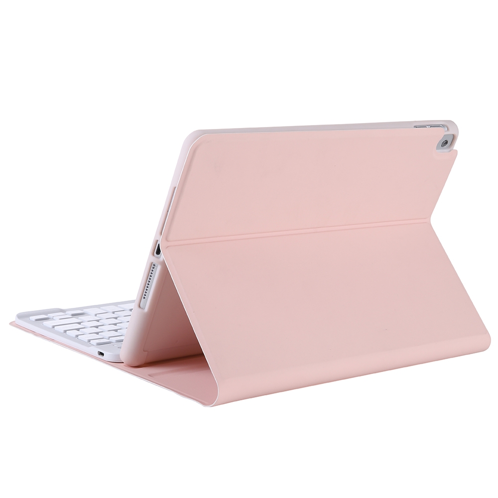 A11B-A Lambskin Texture Square Keycap Bluetooth Keyboard Leather Case with Touch Control For iPad Air 4 2020 10.9 / Pro 11 inch 2021 & 2020 & 2018(Pink)_voghion.com