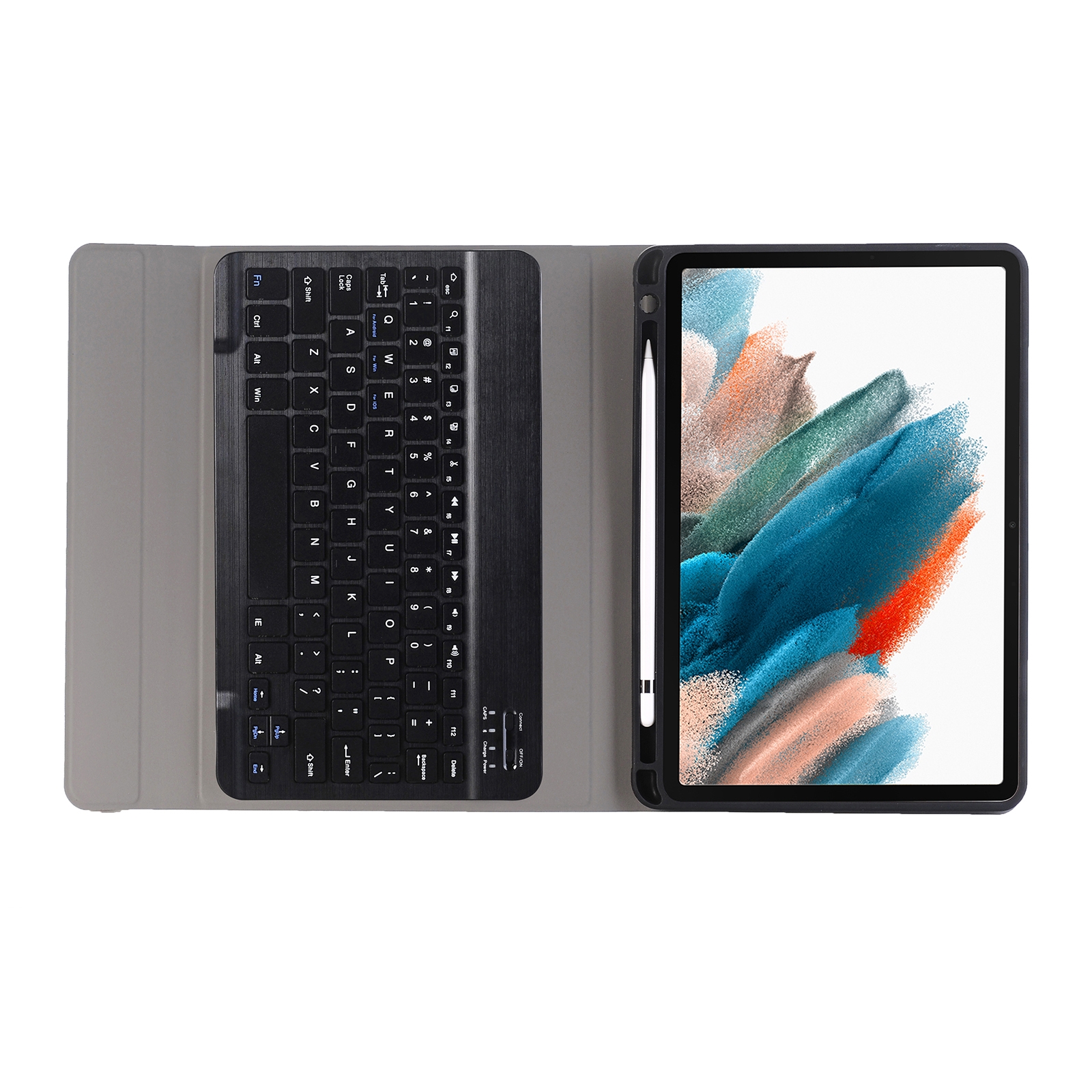 A08B Bluetooth-Tastatur-Ledertasche mit Halter und TPU-Stiftschlitz für Samsung Galaxy Tab A8 10.5 2021 SM-X205 / SM-X200 (blau)_voghion.com