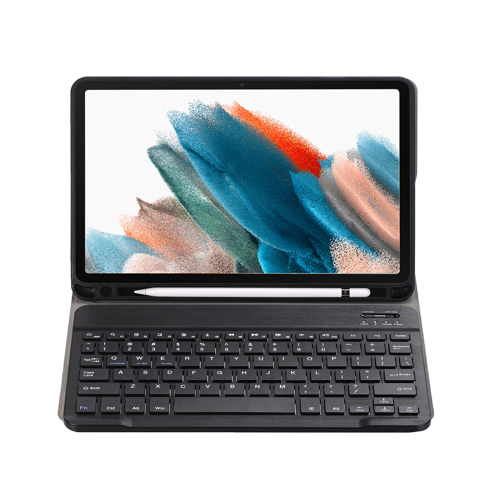 A08B Bluetooth-Tastatur-Ledertasche mit Halter und TPU-Stiftschlitz für Samsung Galaxy Tab A8 10.5 2021 SM-X205 / SM-X200 (blau)_voghion.com