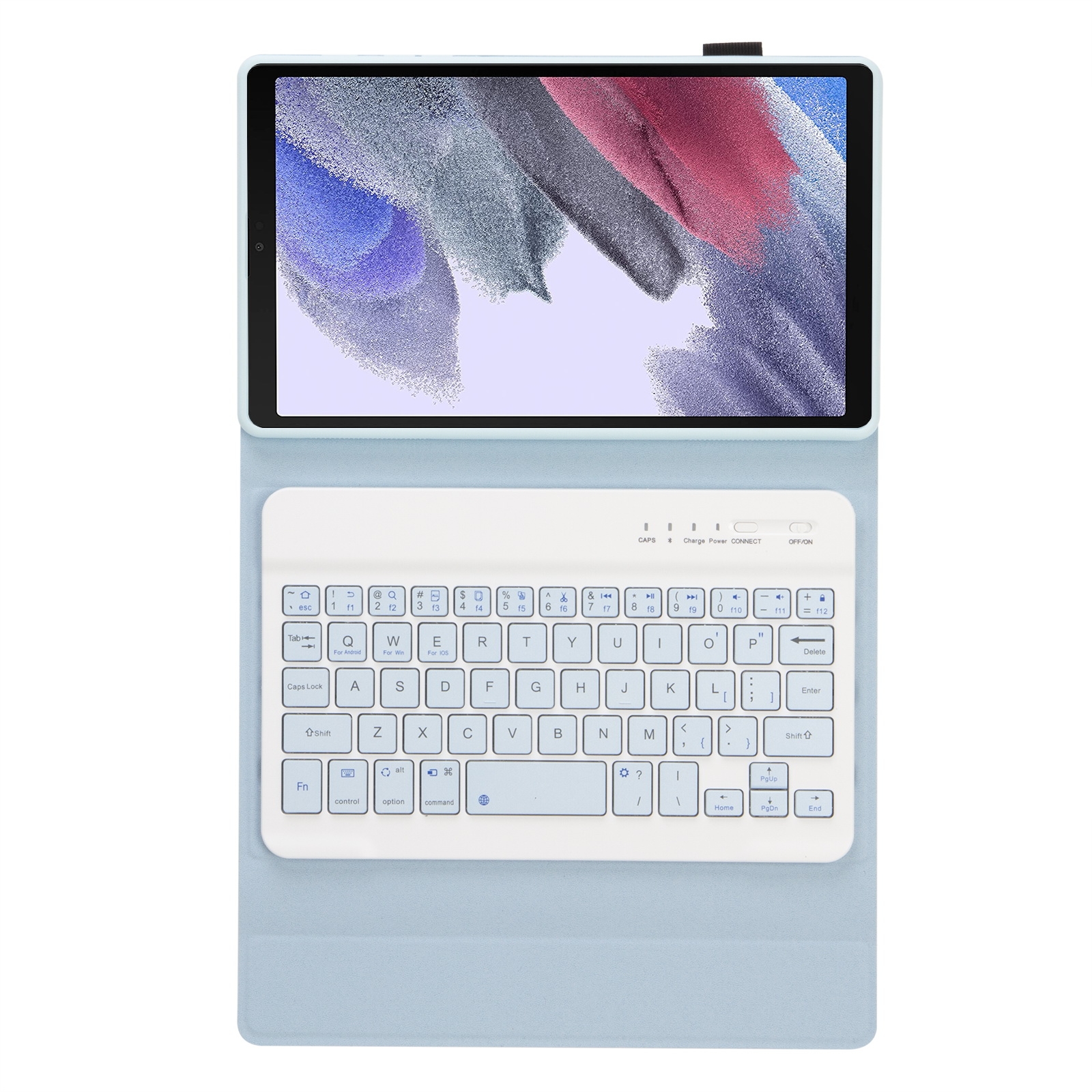 A220 Candy Color TPU Detachable Bluetooth Keyboard Leather Case with Bracket For Samsung Galaxy Tab A7 Lite 8.7 T220 / T225(White Ice Orchid)_voghion.com
