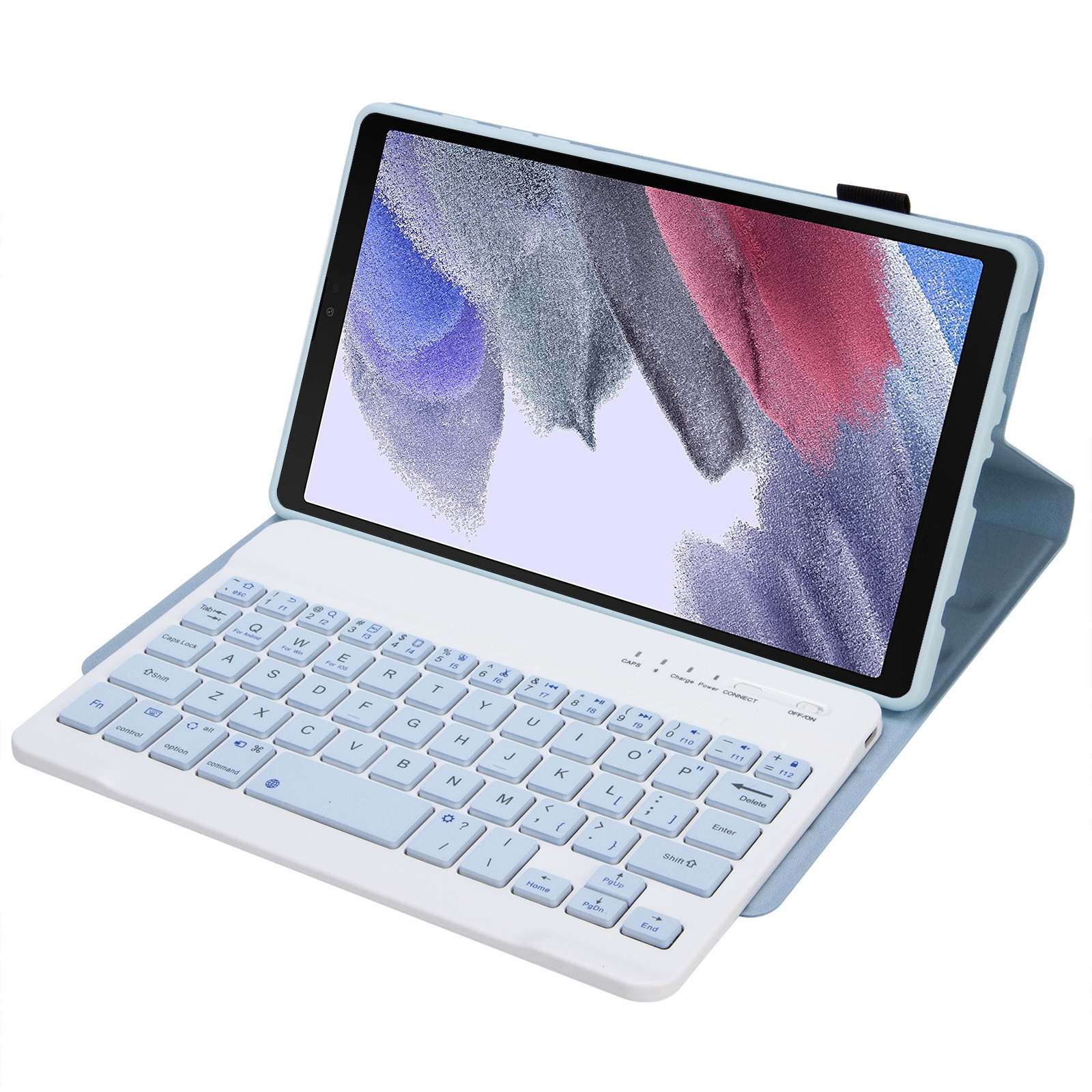A220 Candy Color TPU Detachable Bluetooth Keyboard Leather Case with Bracket For Samsung Galaxy Tab A7 Lite 8.7 T220 / T225(White Ice Orchid)_voghion.com
