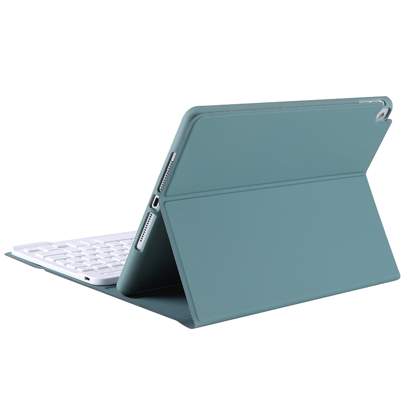 T098B Candy Color Skin Feel Texture Bluetooth Keyboard Leather Case with Pen Holder For iPad Air 4 10.9 2020 / Air 5 10.9 2022 (Dark Green)_voghion.com