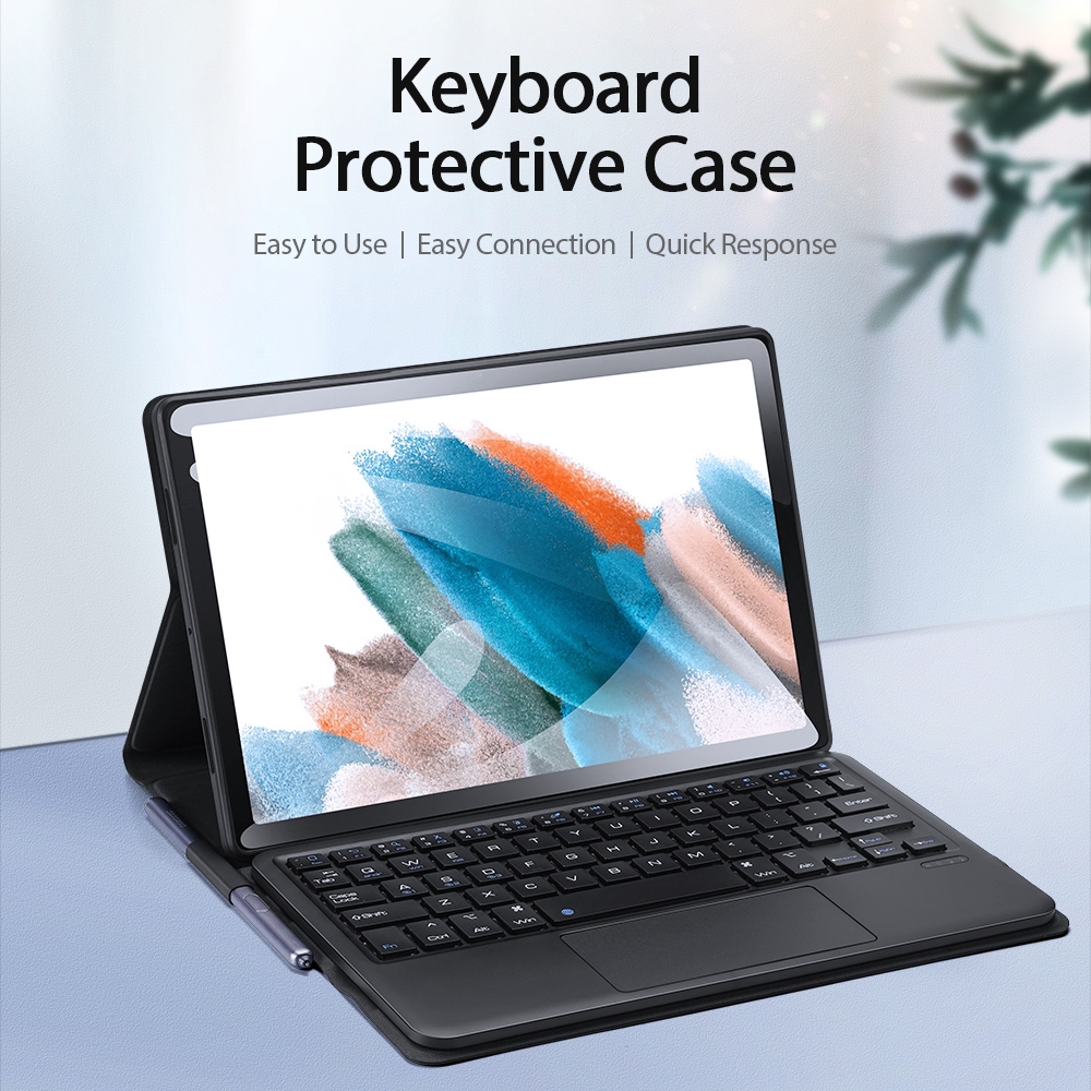 Pour Samsung Galaxy Tab A8 2021 SM-X205 DUX DUCIS Étui en cuir pour clavier Bluetooth ultra-mince détachable (noir)_voghion.com