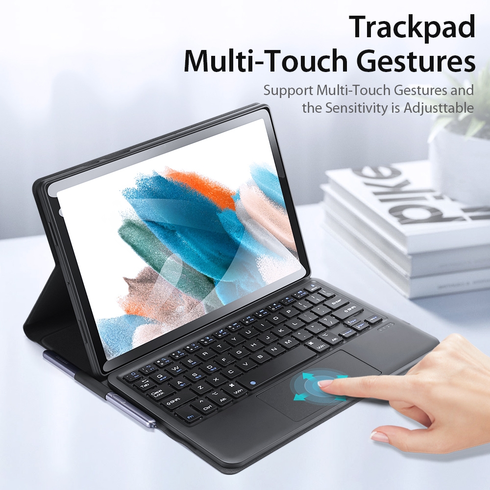 Pour Samsung Galaxy Tab A8 2021 SM-X205 DUX DUCIS Étui en cuir pour clavier Bluetooth ultra-mince détachable (noir)_voghion.com