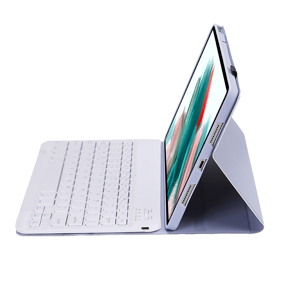 A08 Candy Color Ultra Thin Bluetooth Keyboard Leather Case For Samsung Galaxy Tab A8 10.5 2021 SM-X200 / SM-X205(Purple)_voghion.com