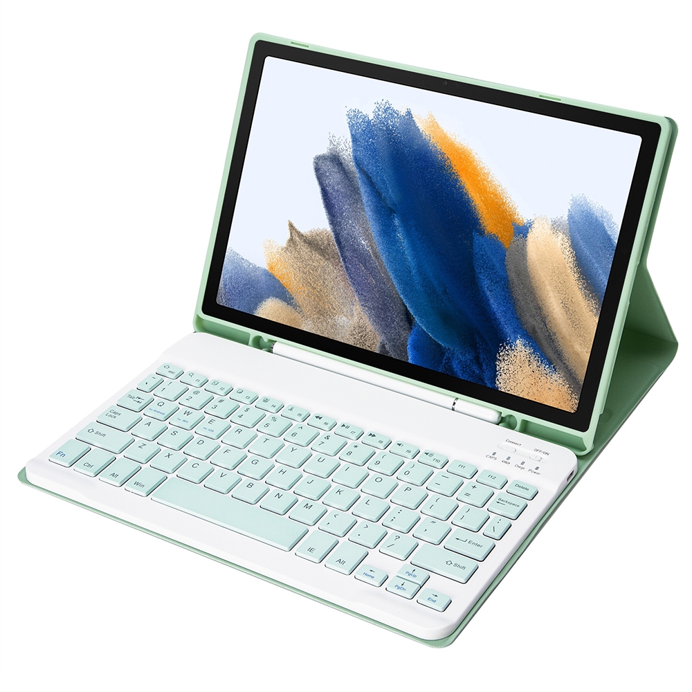 A08B Candy Color Bluetooth Keyboard Leather Case with Pen Slot For Samsung Galaxy Tab A8 10.5 2021 SM-X200 / SM-X205(Light Green)_voghion.com