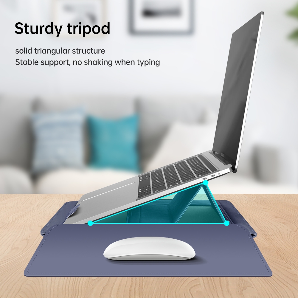 13 inch Multifunctional Mouse Pad Stand Handheld Laptop Bag(Brown)_voghion.com
