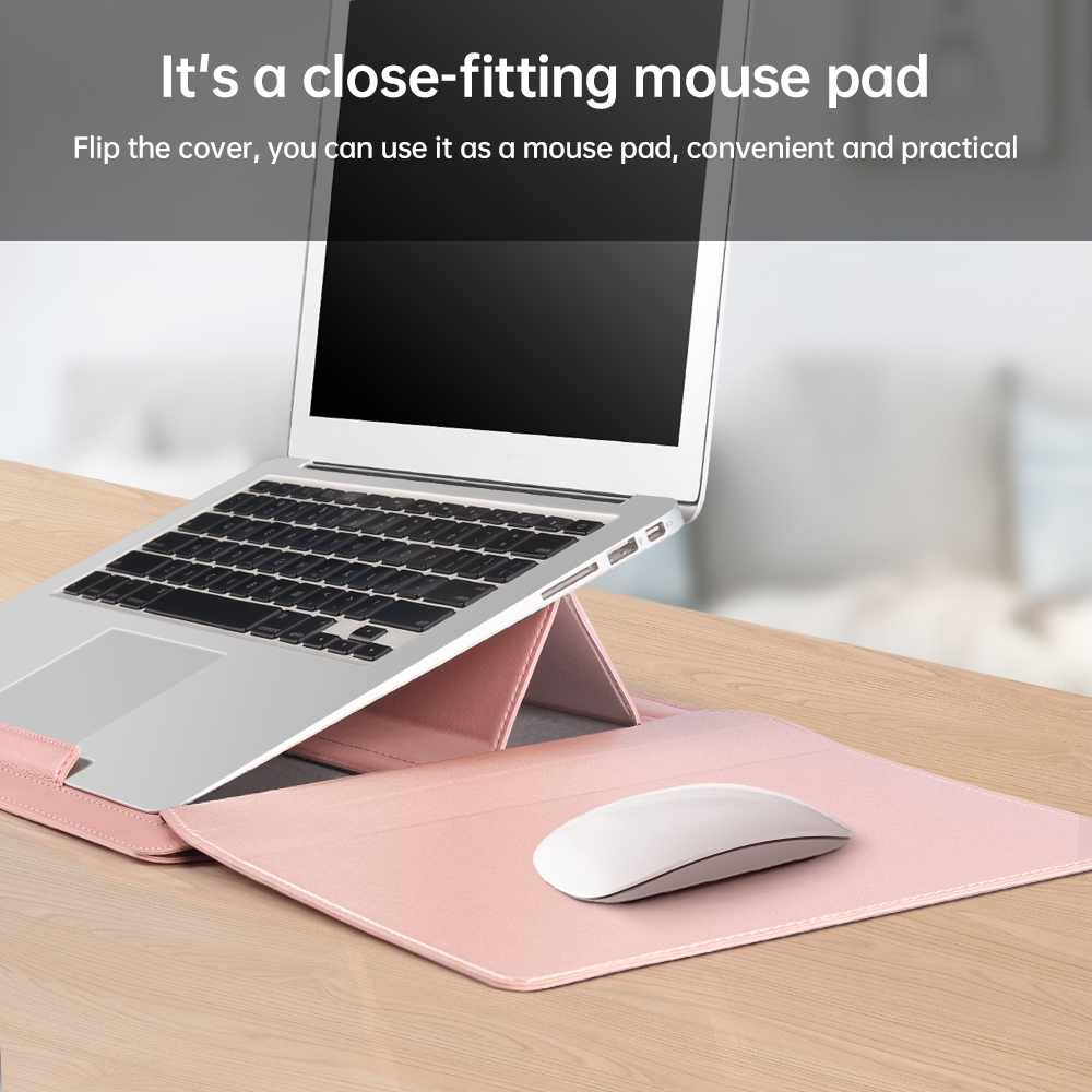 13 inch Multifunctional Mouse Pad Stand Handheld Laptop Bag(Brown)_voghion.com