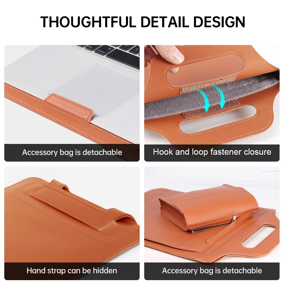 13 inch Multifunctional Mouse Pad Stand Handheld Laptop Bag(Brown)_voghion.com