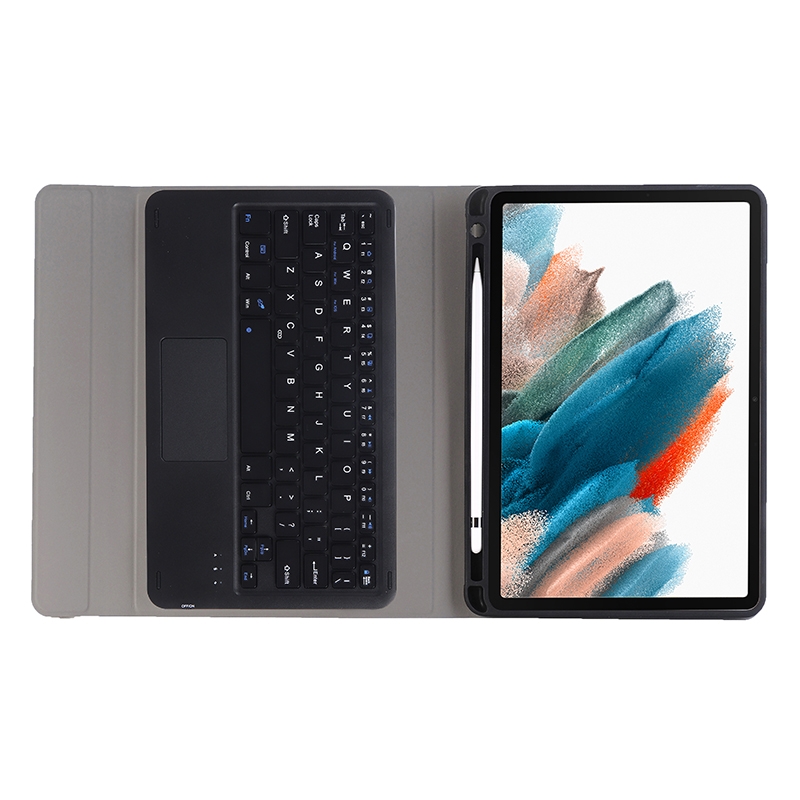 A08B-A Bluetooth Keyboard Leather Case with Pen Slot & Touchpad For Samsung Galaxy Tab A8 2021 SM-X205 / SM-X200(Blue)_voghion.com