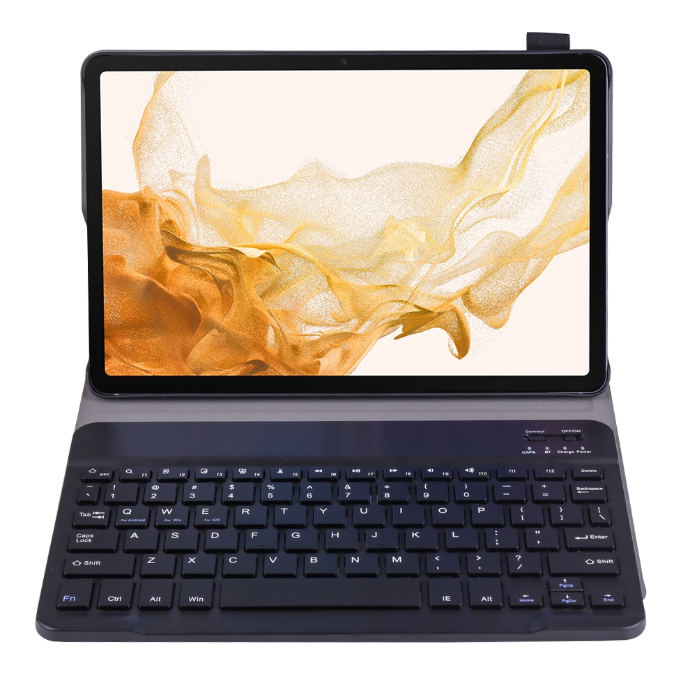 A700 Ultratynn Bluetooth-tastatur-lærveske for Samsung Galaxy Tab S8 11 tommer SM-X700 / SM-X706 (svart)_voghion.com