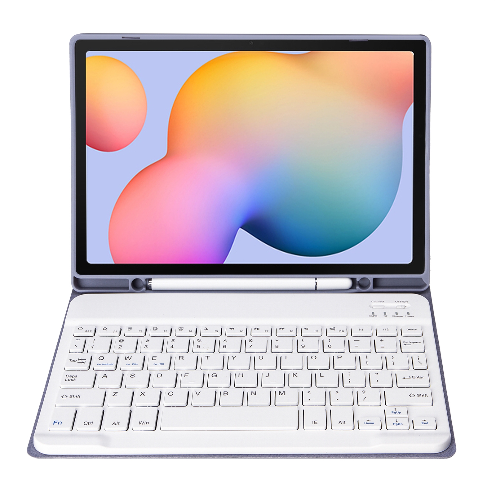 A610B Candy Color Bluetooth-tangentbord Läderfodral med pennfack för Samsung Galaxy Tab S6 Lite 10,4 tum SM-P610 / SM-P615(lila)_voghion.com