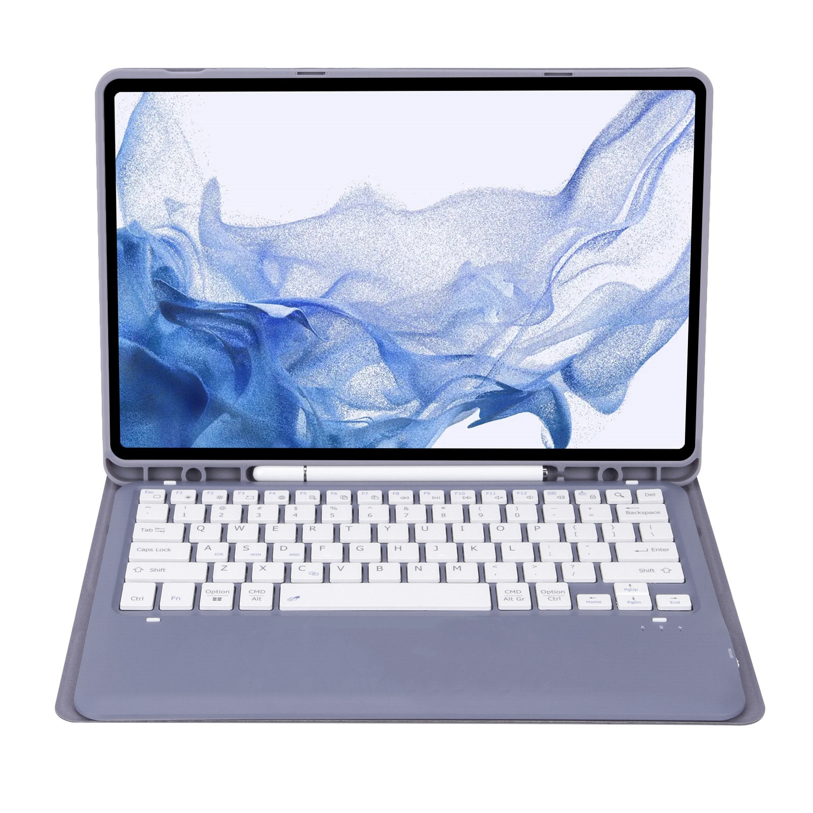T800B Pen Slot Detachable Bluetooth Keyboard Leather Tablet Case For Samsung Galaxy Tab S8+/S7+/S7 FE(Purple)_voghion.com