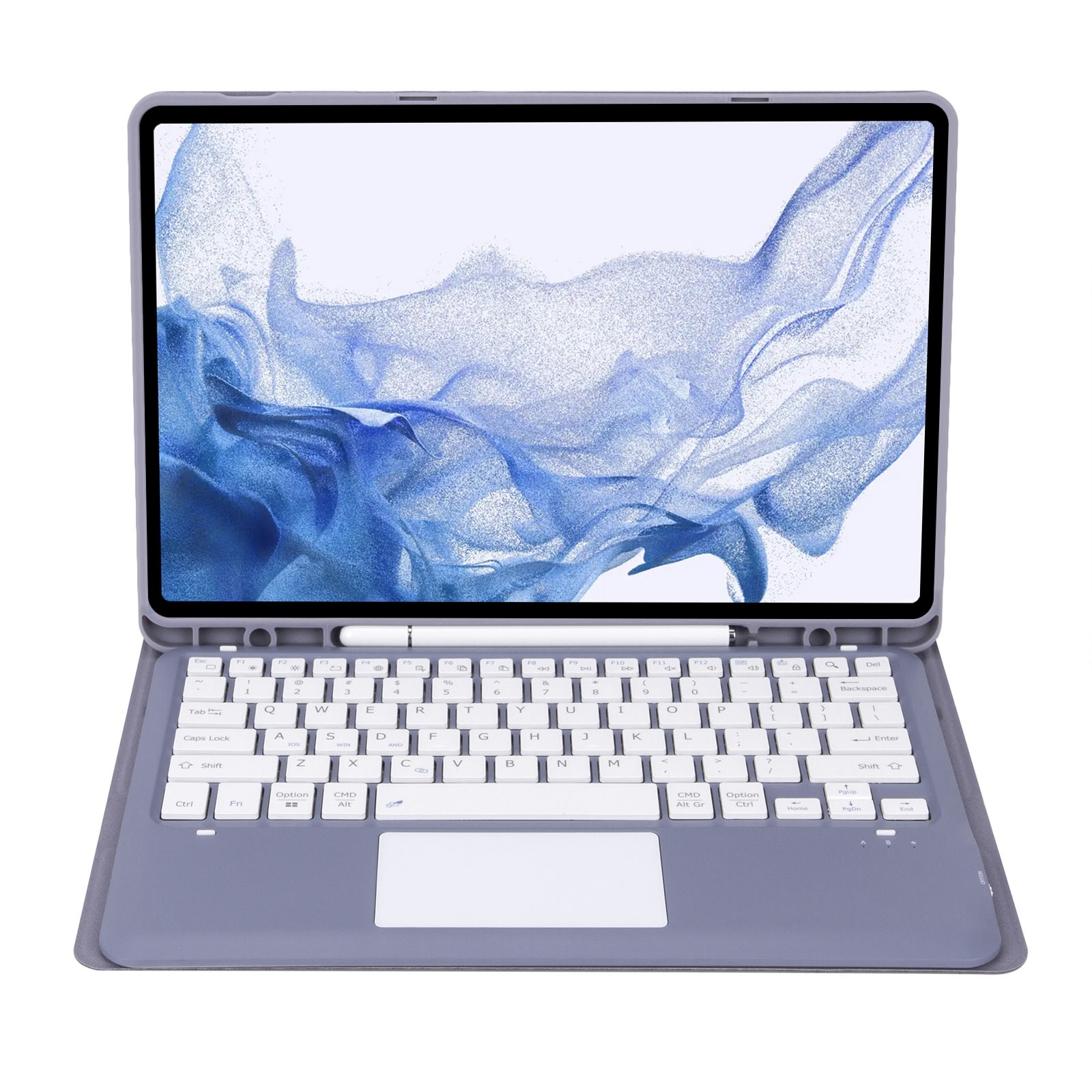 T800B-A Touch Pad Detachable Bluetooth Keyboard Leather Tablet Case For Samsung Galaxy Tab S8+/S7+/S7 FE(Purple)_voghion.com