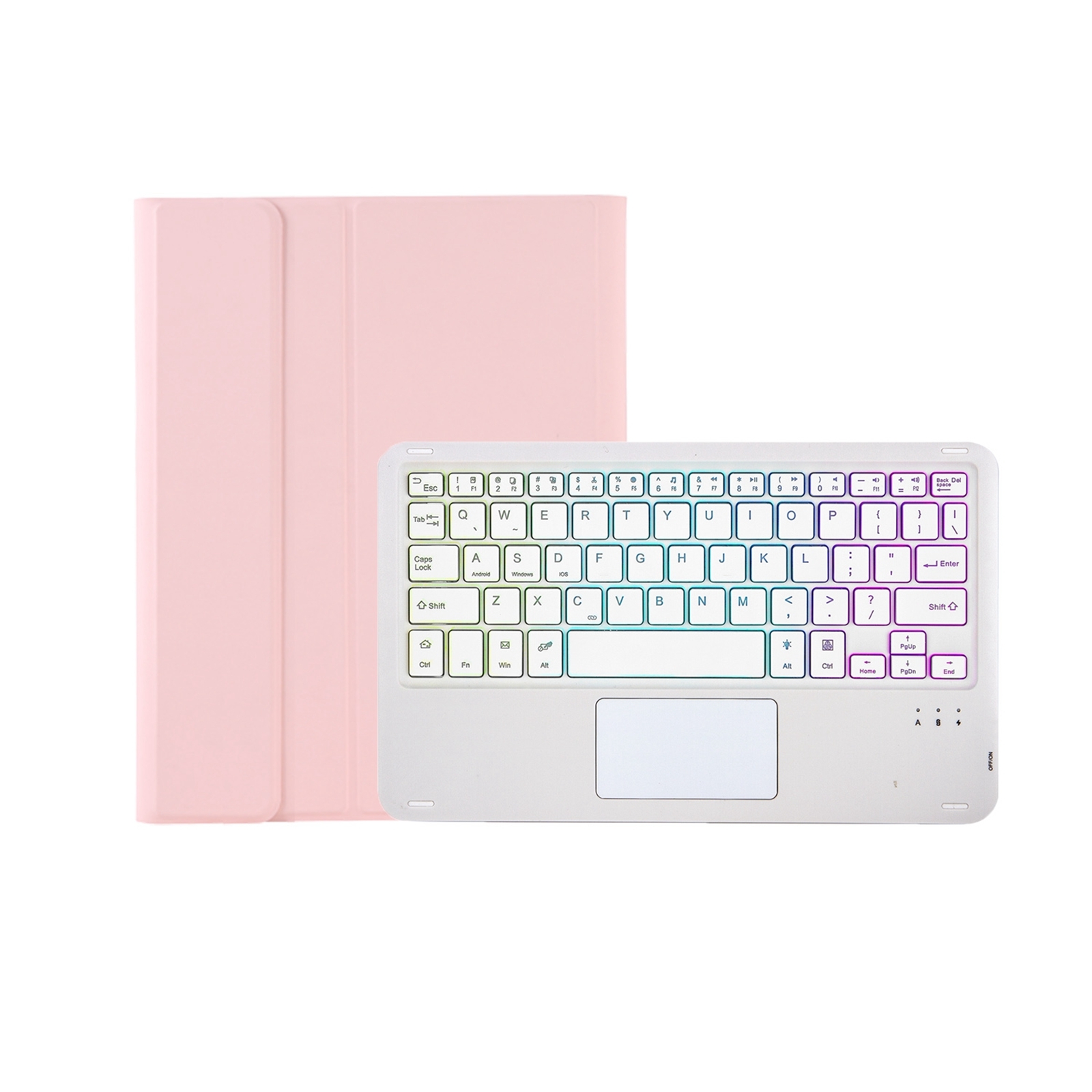 T102B-AS Skin Feel Pen Slot Touch Pad Backlight Bluetooth Keyboard Leather Tablet Case For iPad 10.2 2021&2020&2019/Air 2019/Pro 10.5(Pink)_voghion.com